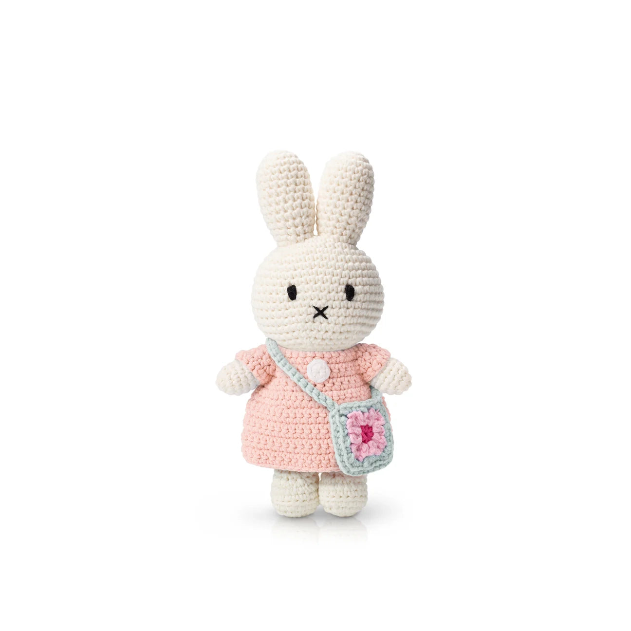 Miffy-Miffy Flower Bag Crochet Doll Handmade Floral Outfit Pastel pink