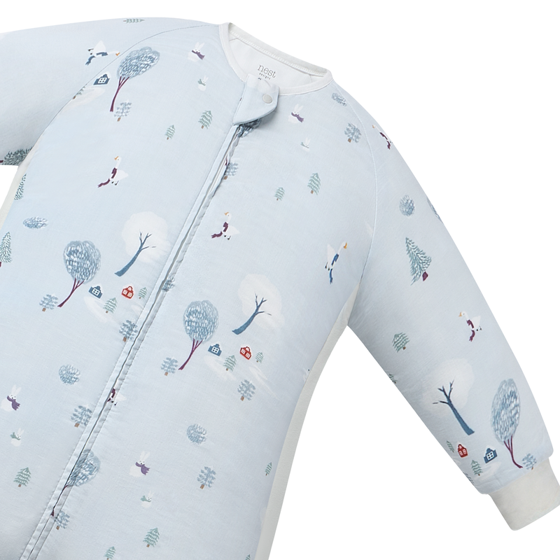 Nest Designs-0.6 TOG Long Sleeve Footed Sleep Bag Snowy Snuggles
