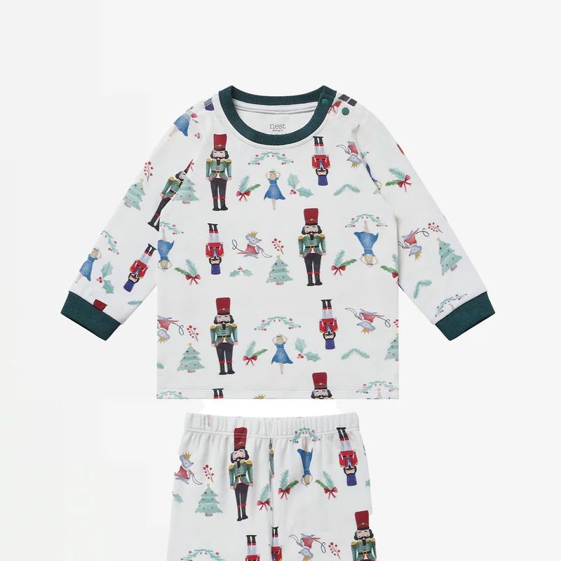 Nest Designs-Organic Cotton Long Sleeve Two-Piece PJ Set Nutcracker