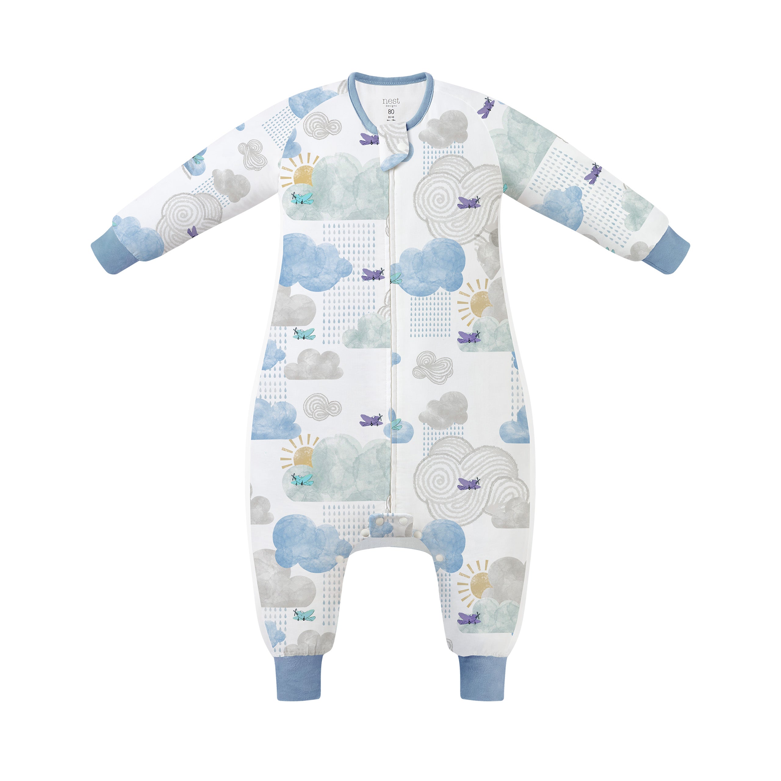 Nest Designs-0.6 TOG Long Sleeve Footed Sleep Bag Fluffy Puffs