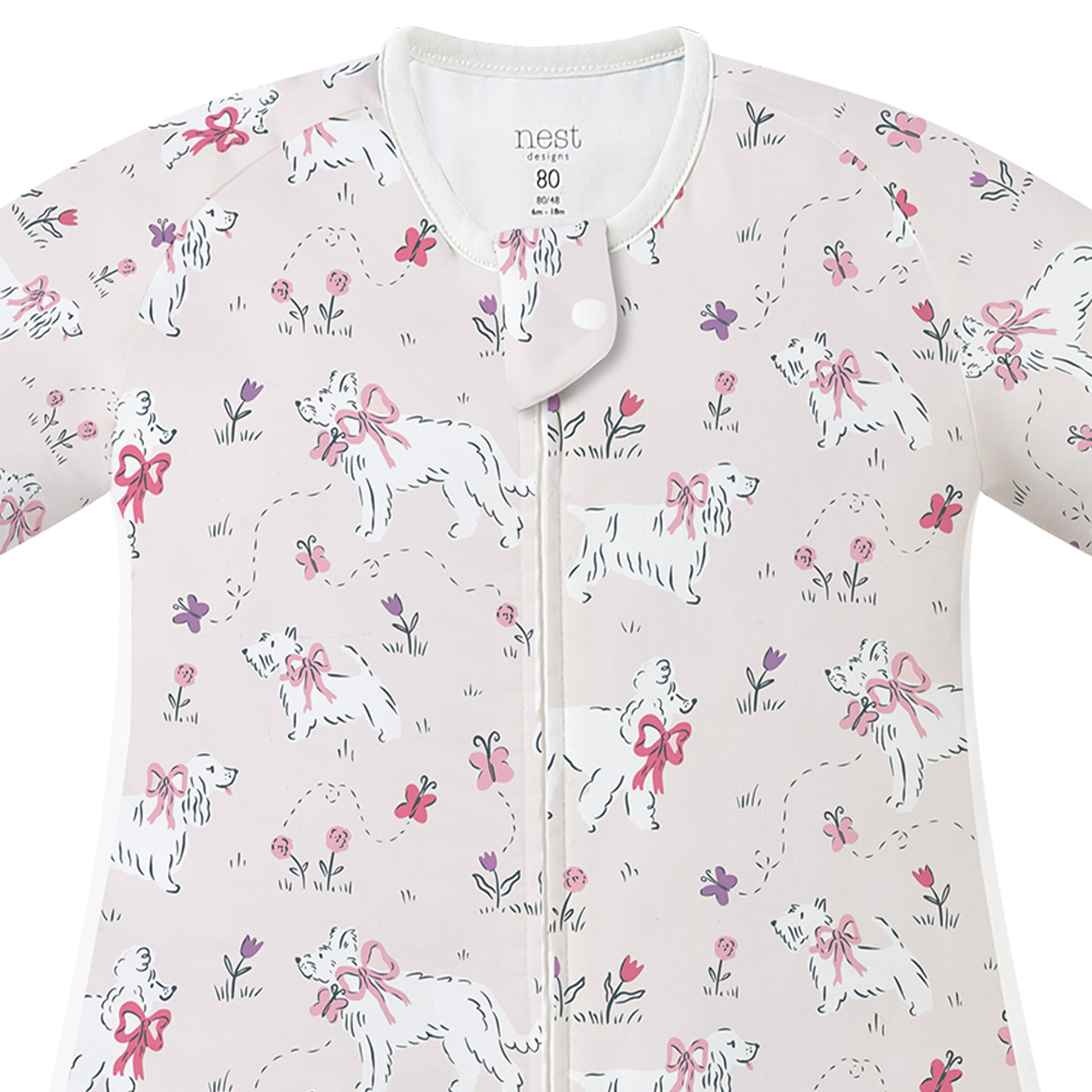 Nest Designs-0.6 TOG Long Sleeve Footed Sleep Bag Doggie Meadow