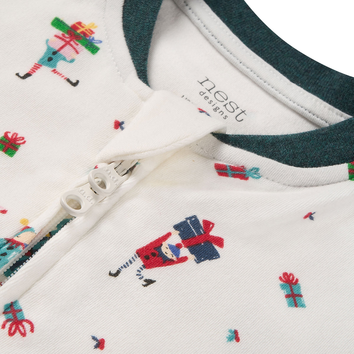 Nest Designs-L/S Footed Sleeper Santas Elves