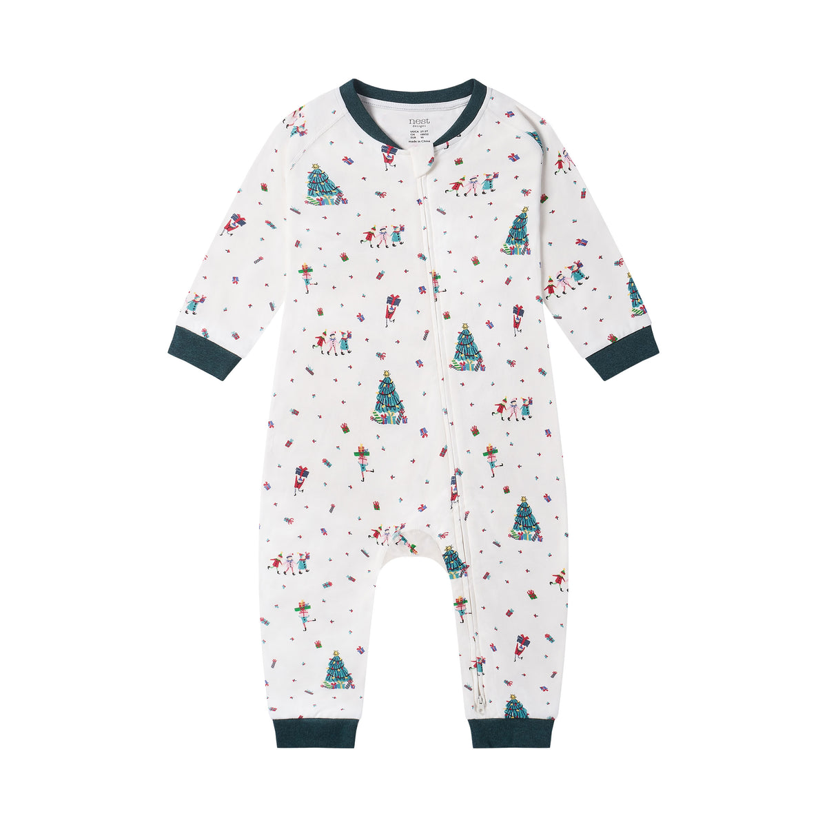 Nest Designs-L/S Footless Sleeper Santas Elves