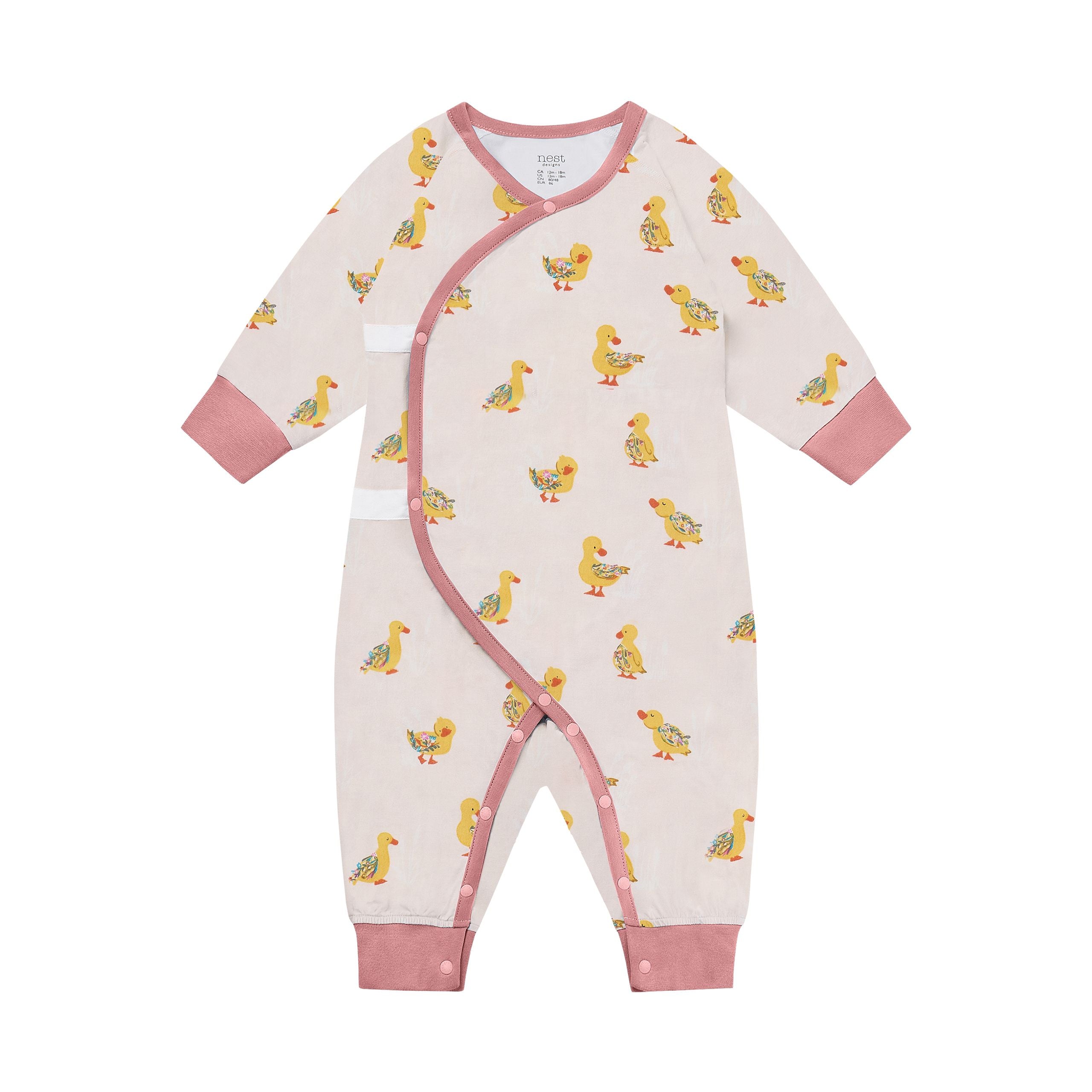 Nest Designs-Long Sleeve Kimono Romper Five Little Ducks