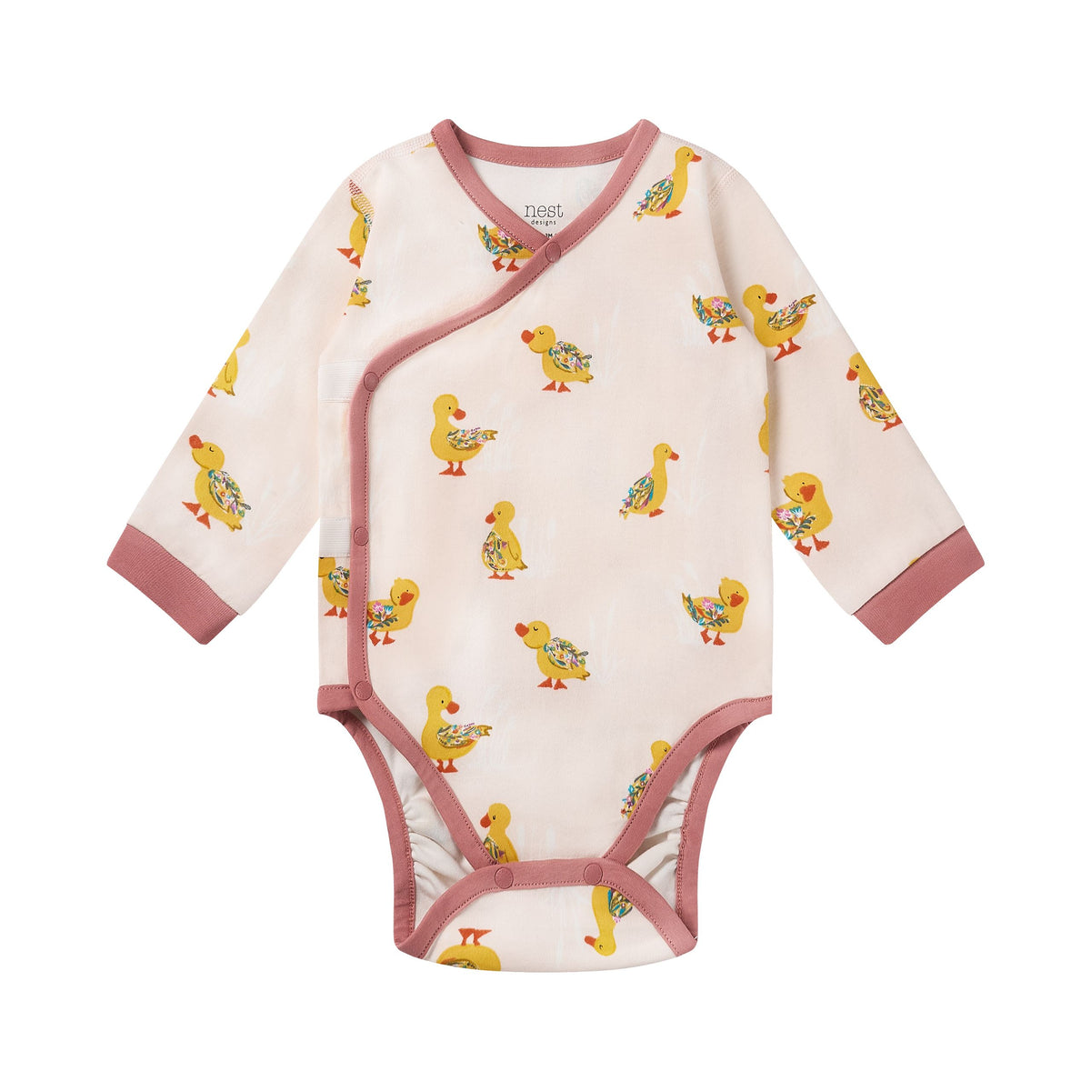Nest Designs-Long Sleeve Kimono Onesie Five Little Ducks