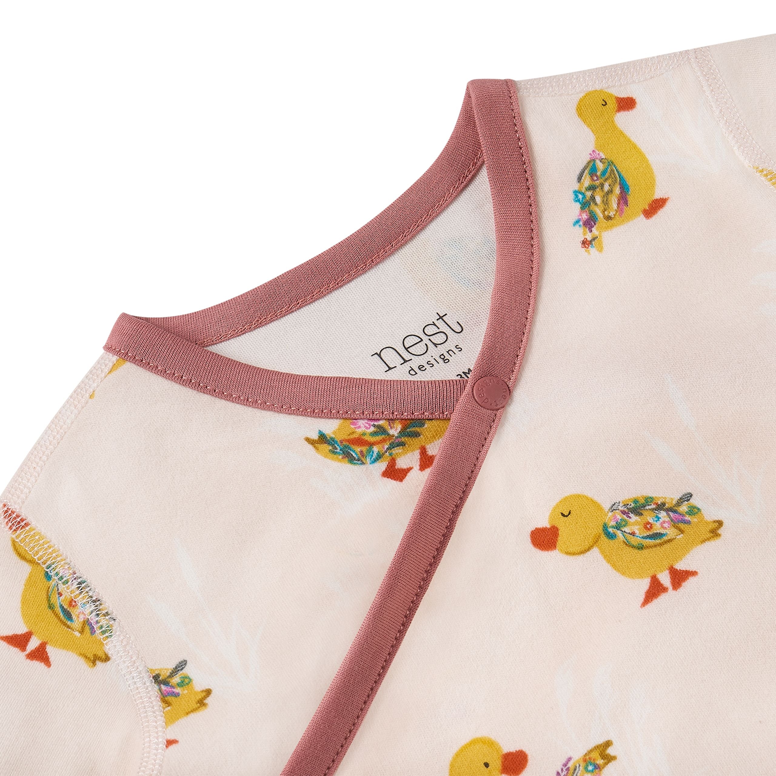 Nest Designs-Long Sleeve Kimono Onesie Five Little Ducks
