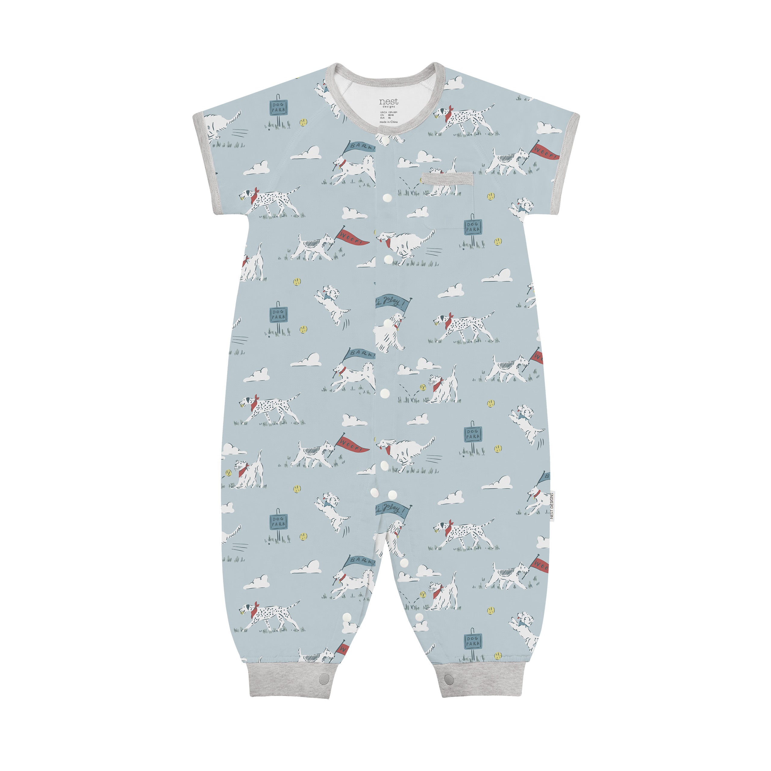 Nest Designs-Baby Short Sleeve Romper Puppy Park