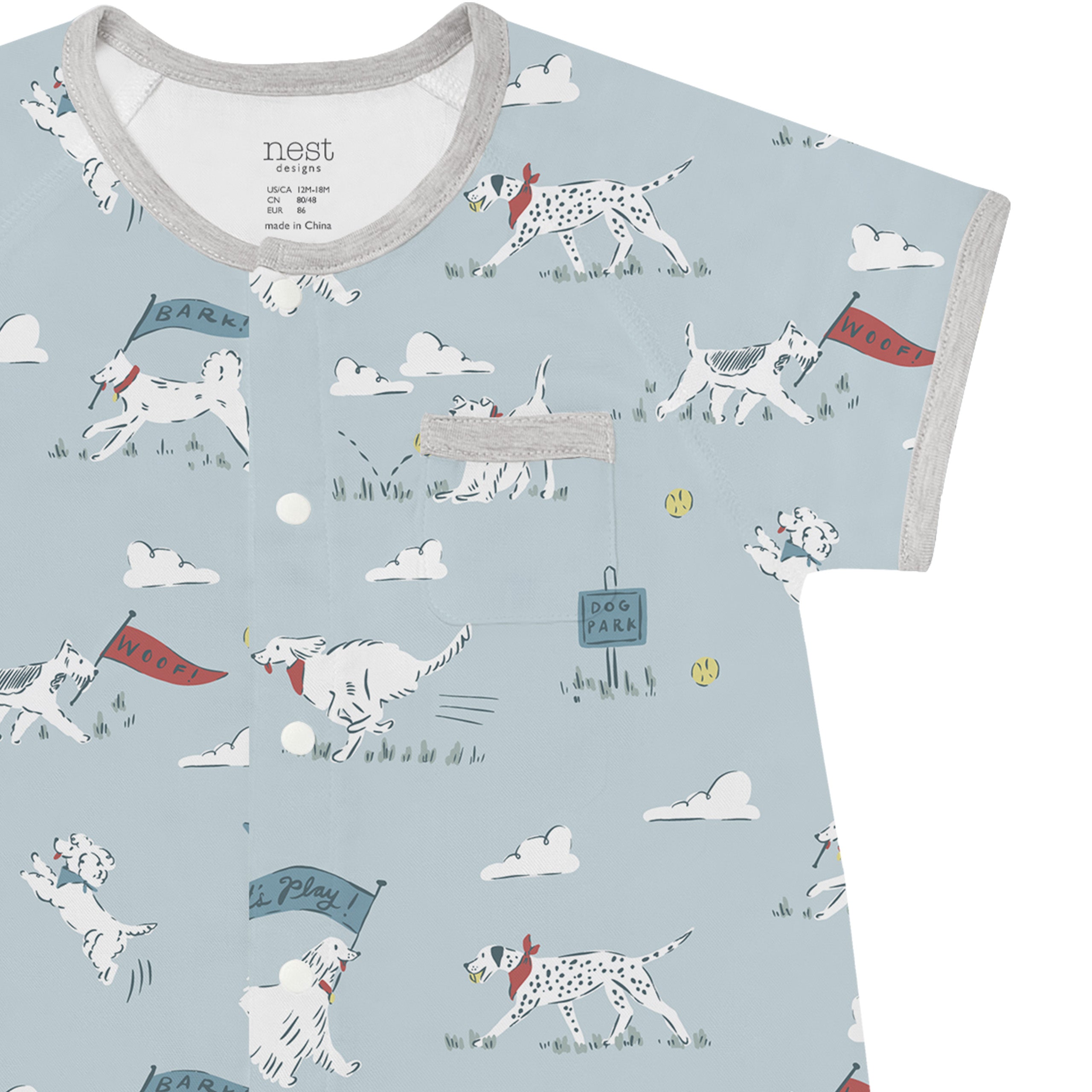 Nest Designs-Baby Short Sleeve Romper Puppy Park