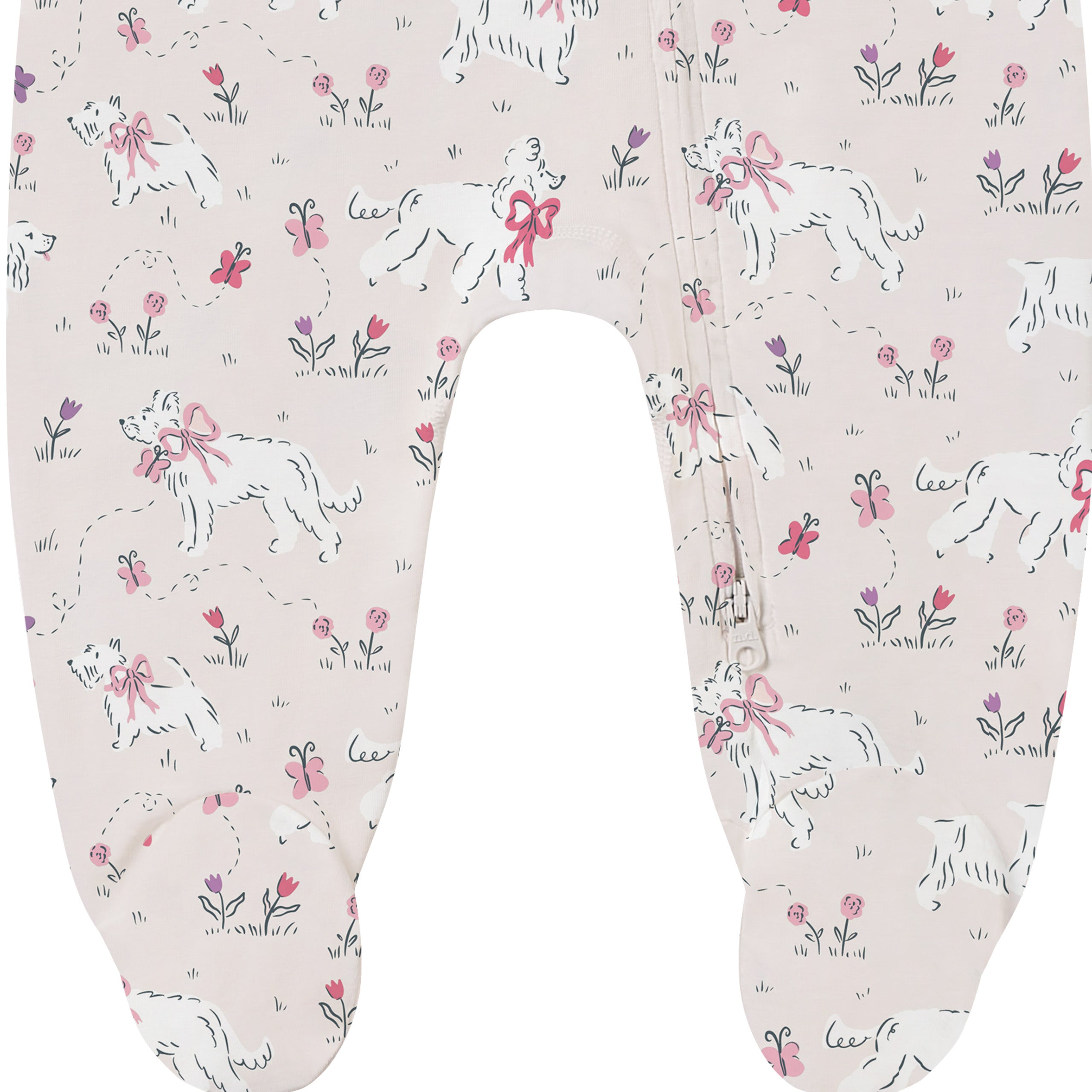 Nest Designs-Baby Long Sleeve Footed Sleeper Doggie Meadow