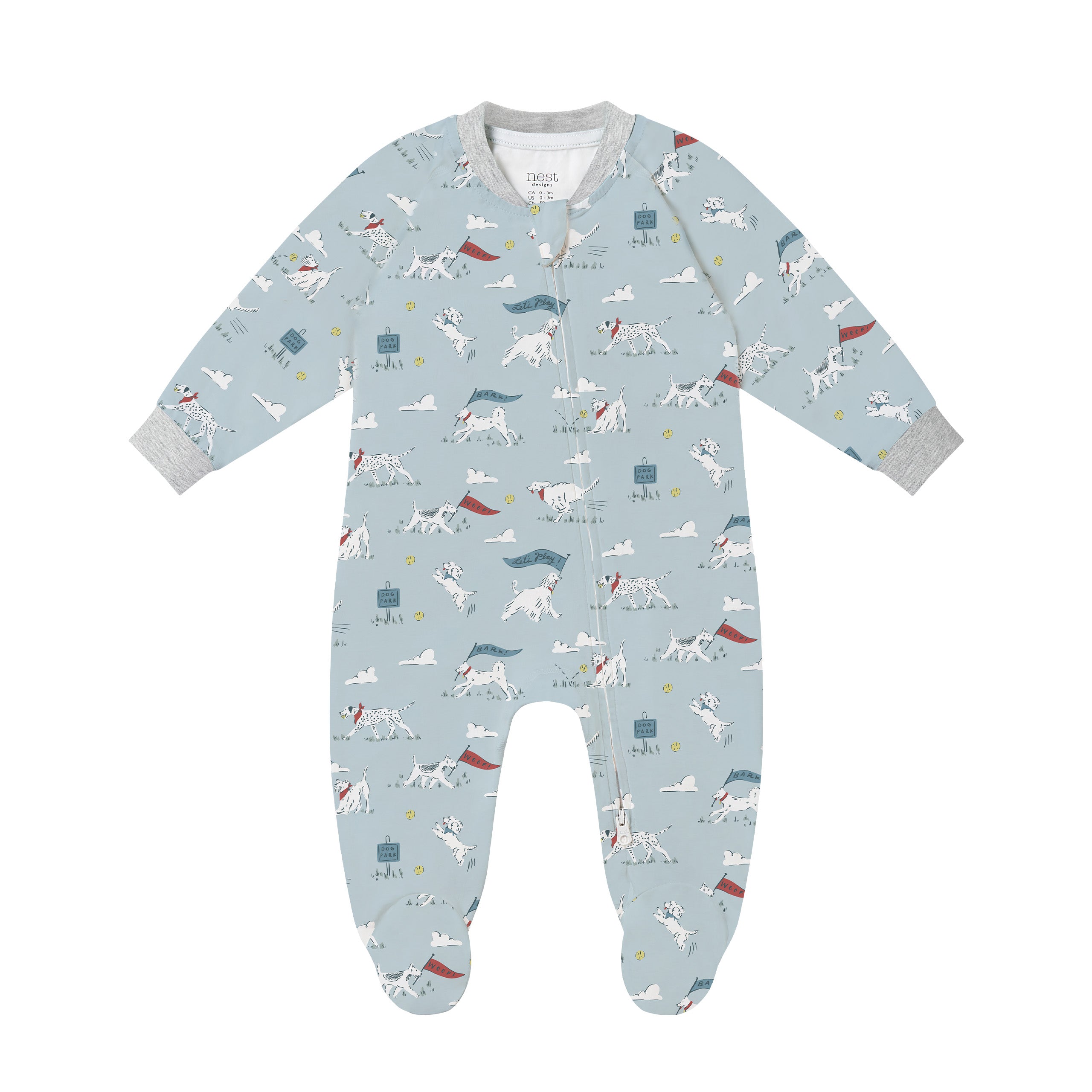 Nest Designs-Baby Long Sleeve Footed Sleeper Puppy Park