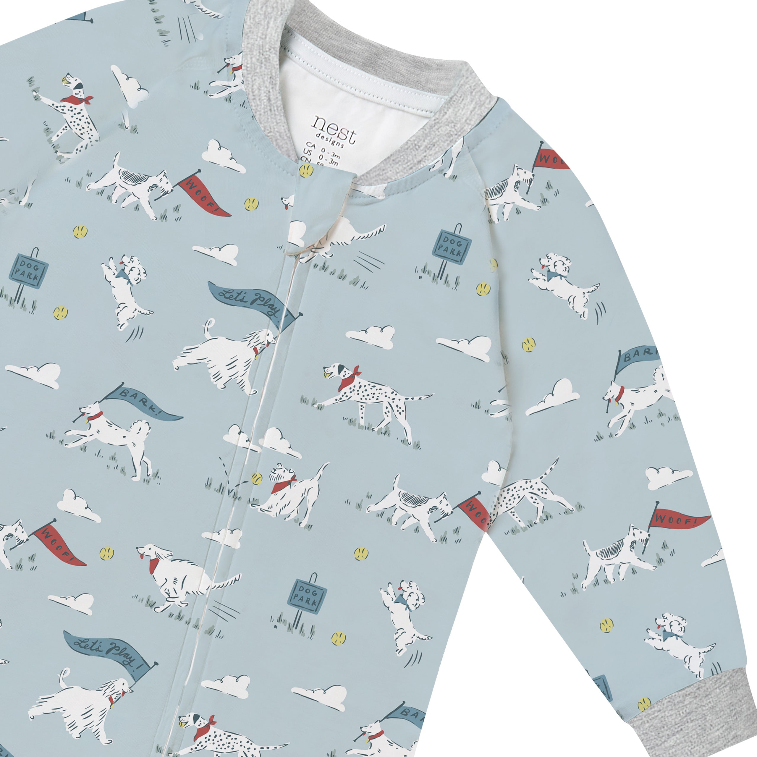 Nest Designs-Baby Long Sleeve Footed Sleeper Puppy Park