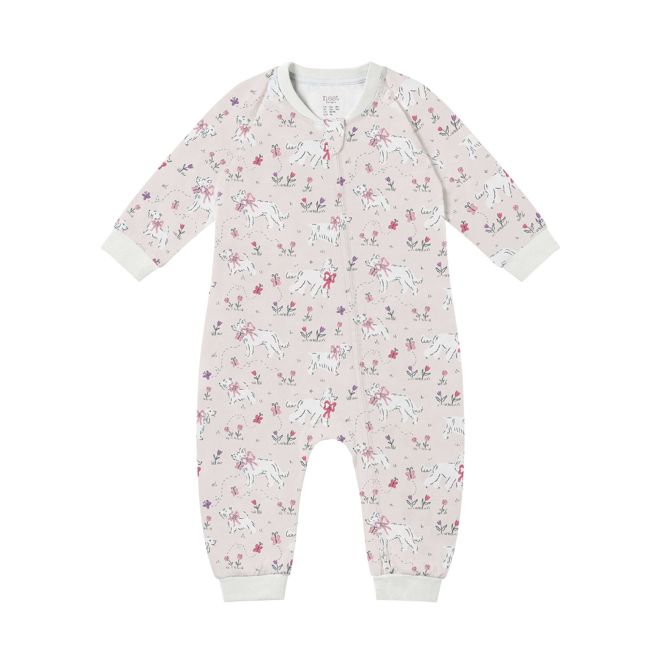 Nest Designs-Baby Long Sleeve Footless Sleeper Doggie Meadow