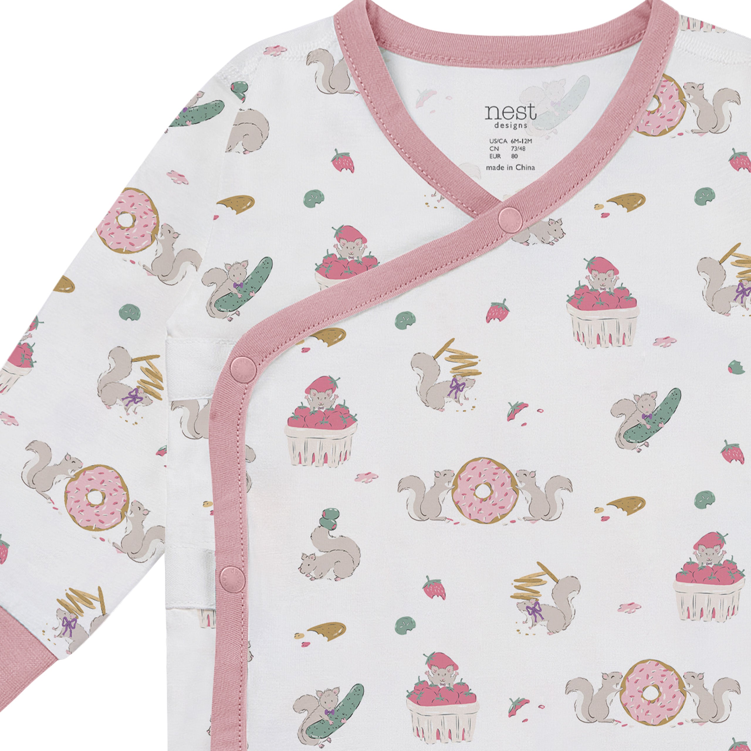 Nest Designs-Long Sleeve Kimono Onesie Very Squirrelly