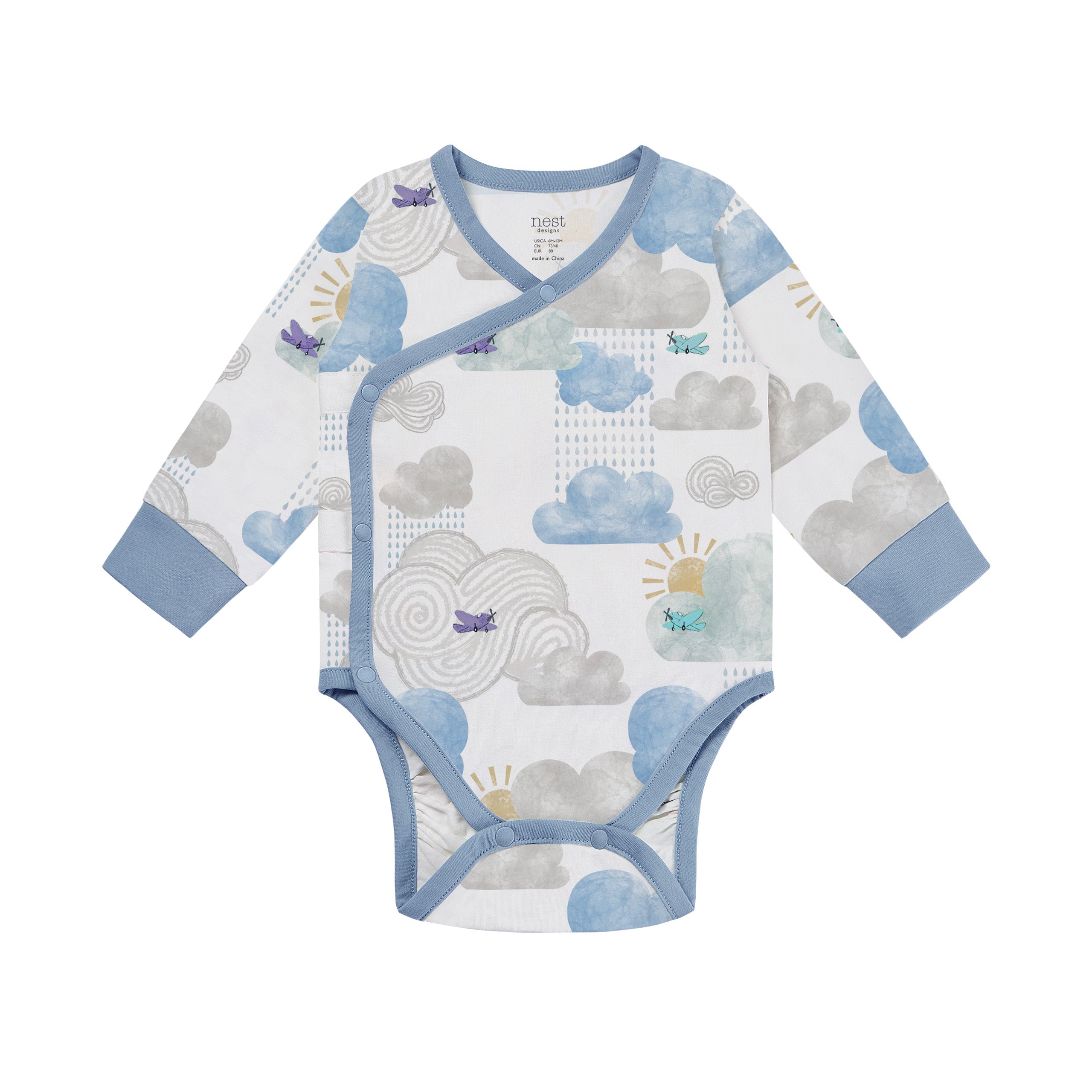 Nest Designs-Long Sleeve Kimono Onesie Fluffy Puffs