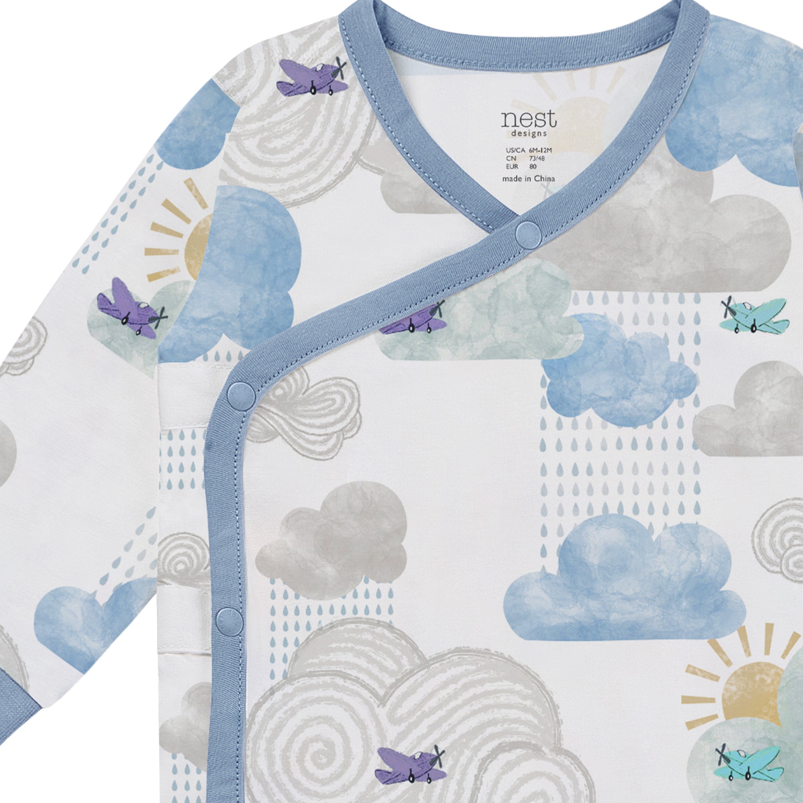 Nest Designs-Long Sleeve Kimono Onesie Fluffy Puffs