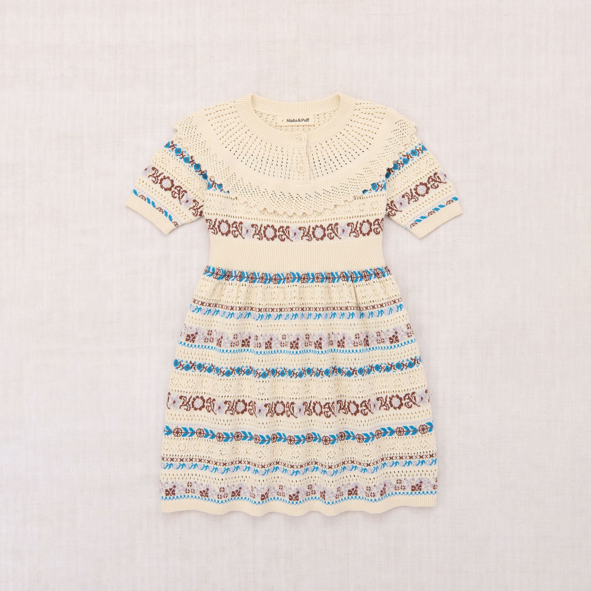 Misha & Puff-Girls Nadia Dress Marzipan Eyelet Ribbon
