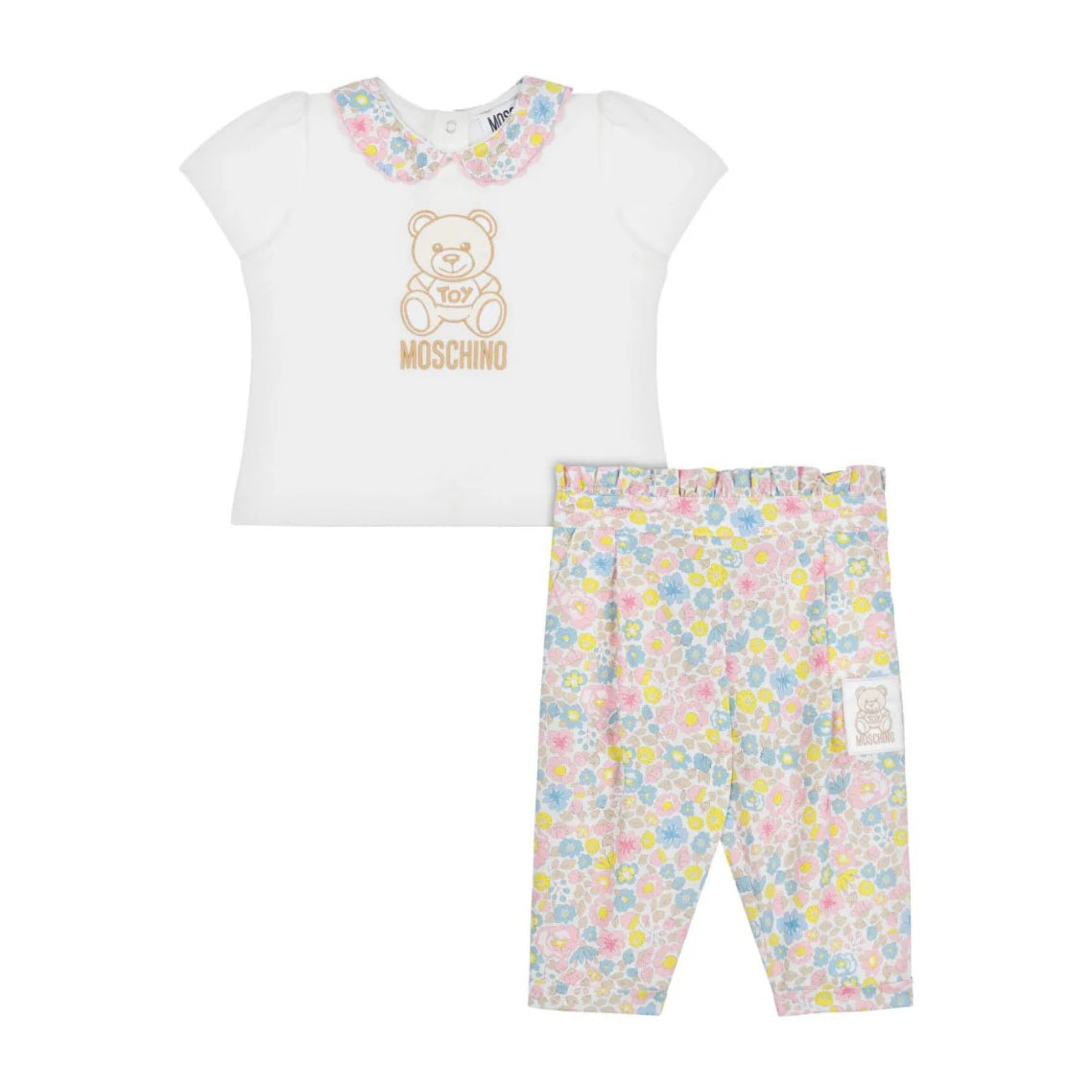 Moschino-BABY GIRL SS COLLARED BLOUSE W ALLOVER FLOWER PANTS