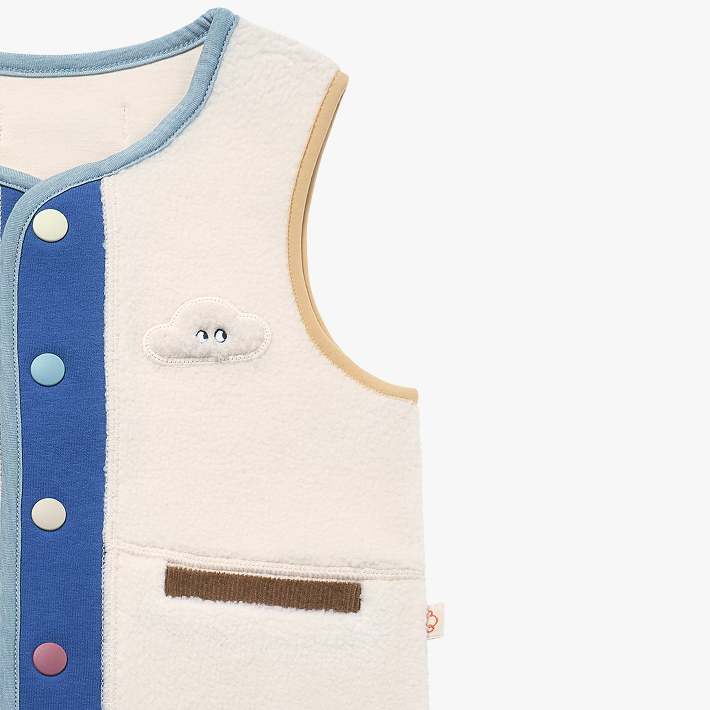 Petite Revery-Recycled Fleece & Corduroy kids vest Cloud