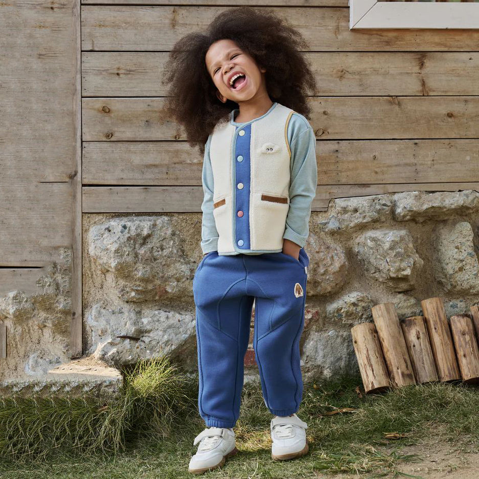 Petite Revery-Recycled Fleece & Corduroy kids vest Cloud