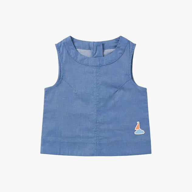PETITE REVERY-Denim Sleeveless Top-Sky