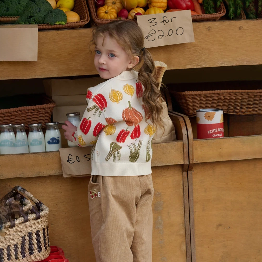 Petite Revery-Veggie Jacquard Cardigan Veggie Tales