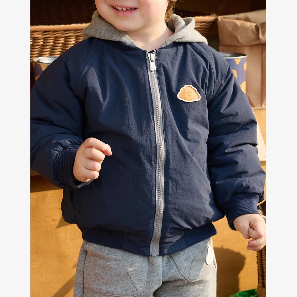 Petite Revery-Recycled Nylon Baseball Jacket Blueberry