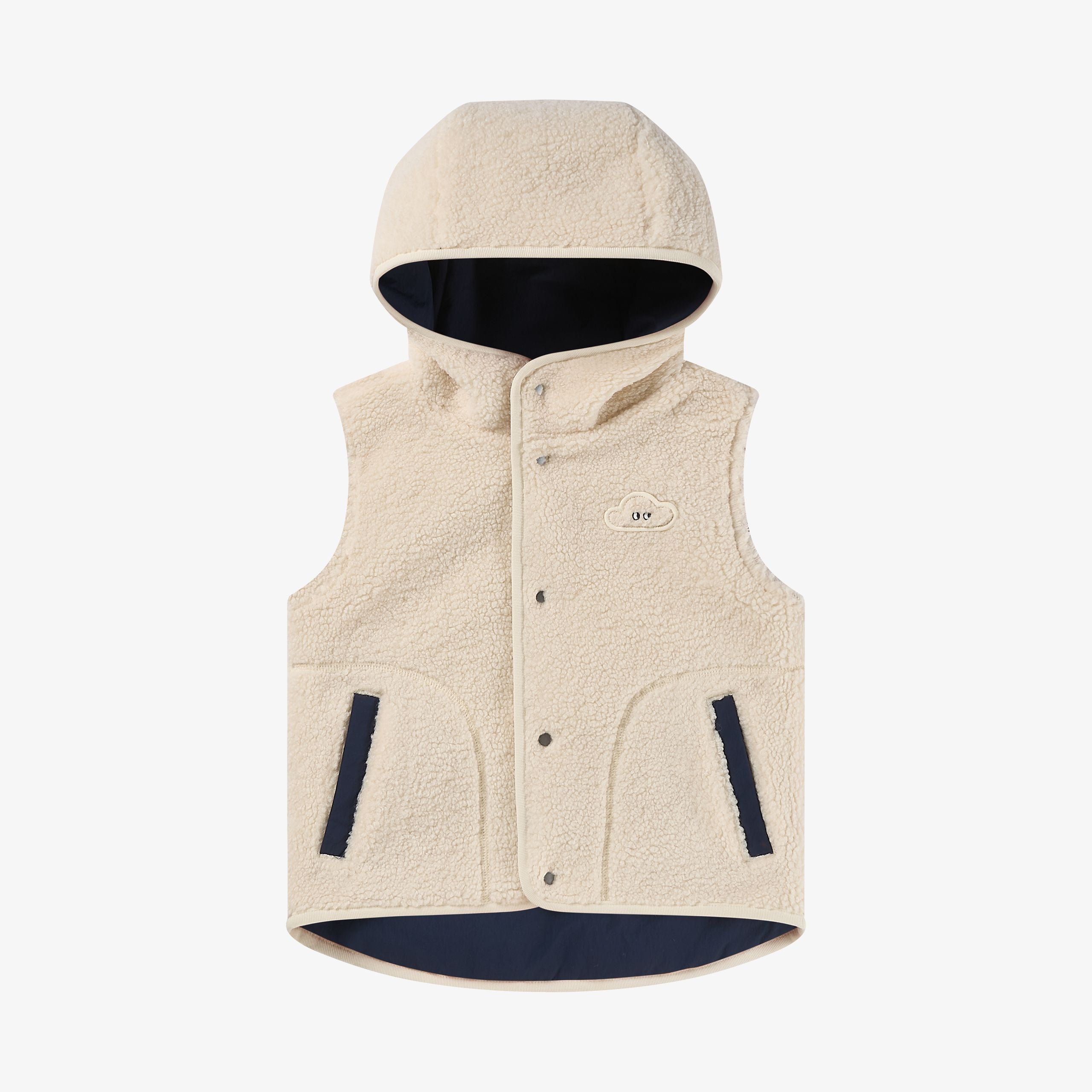 Petite Revery-Recycled Nylon + High Pile Fleece Reversible Vest Blueberry