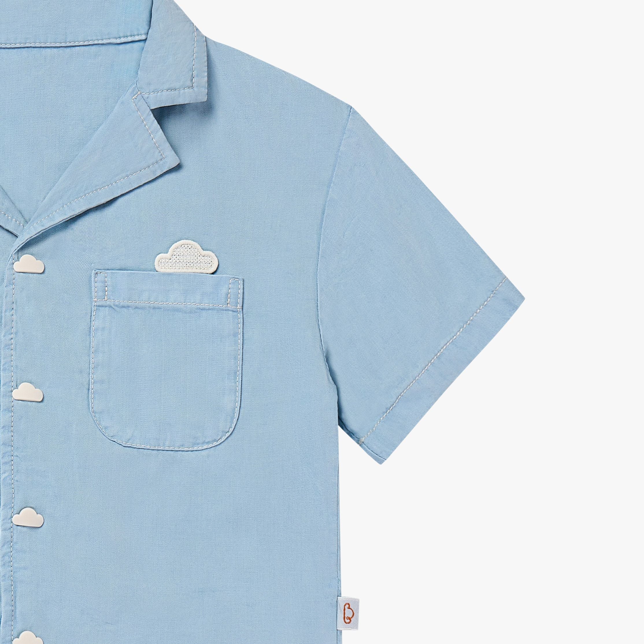 Petite Revery-Kids Short Sleeve Shirt Chambray Denim