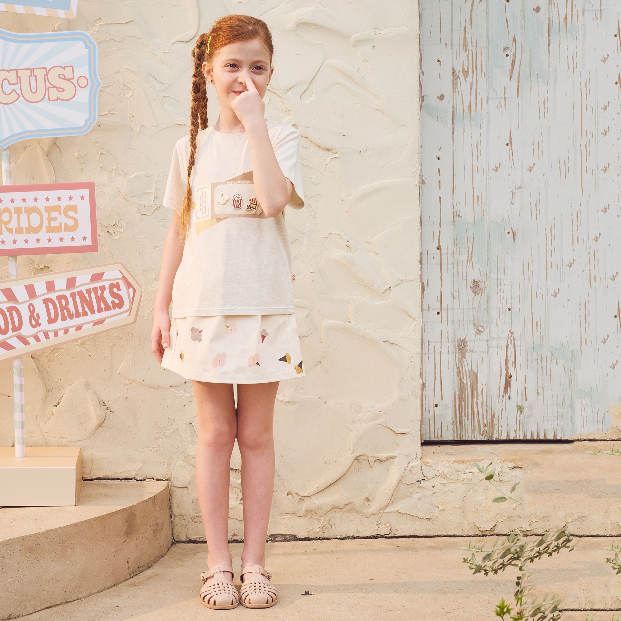 Petite Revery-Kids Short Sleeve Velcro Tee Nimbus Cloud