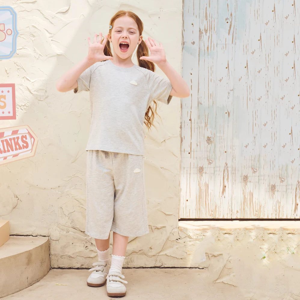 Petite Revery-Kids Short Sleeve Tee Fog Grey