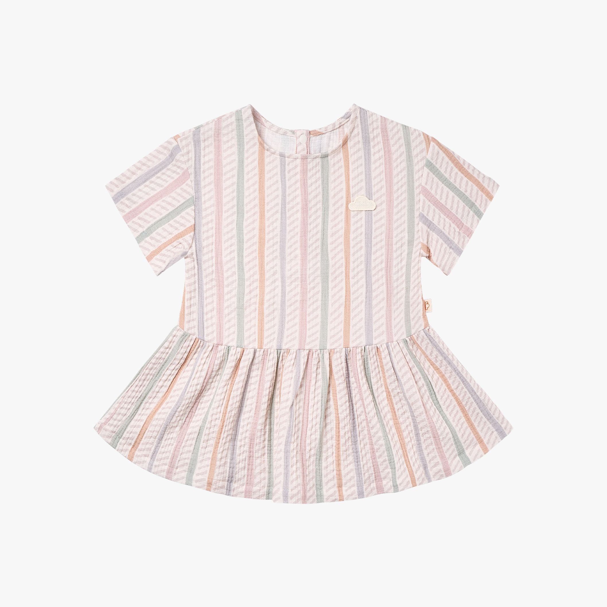 Petite Revery-Girls Dress Caramel Stripes