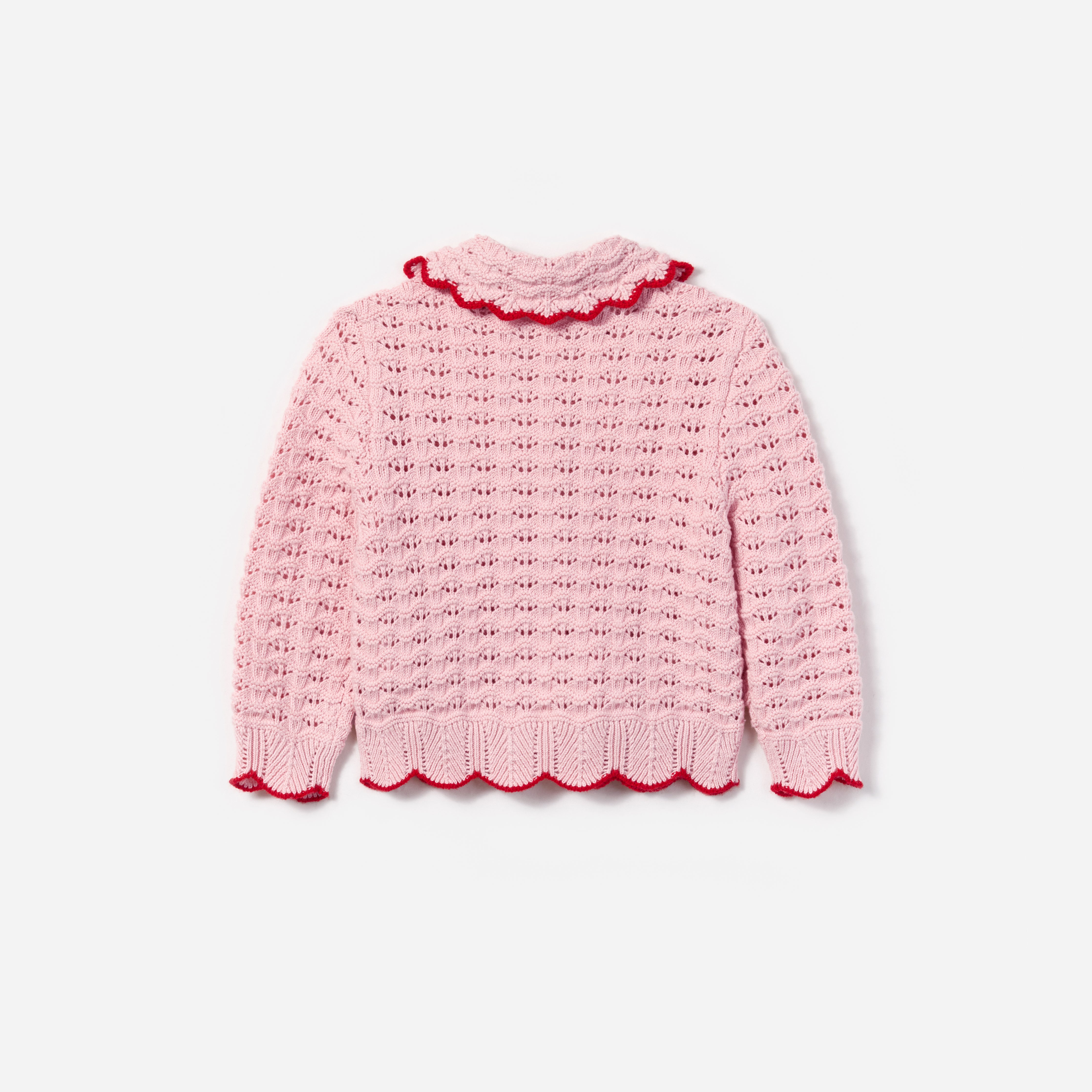 PINK TEXTURED HEART DETAIL CARDIGAN