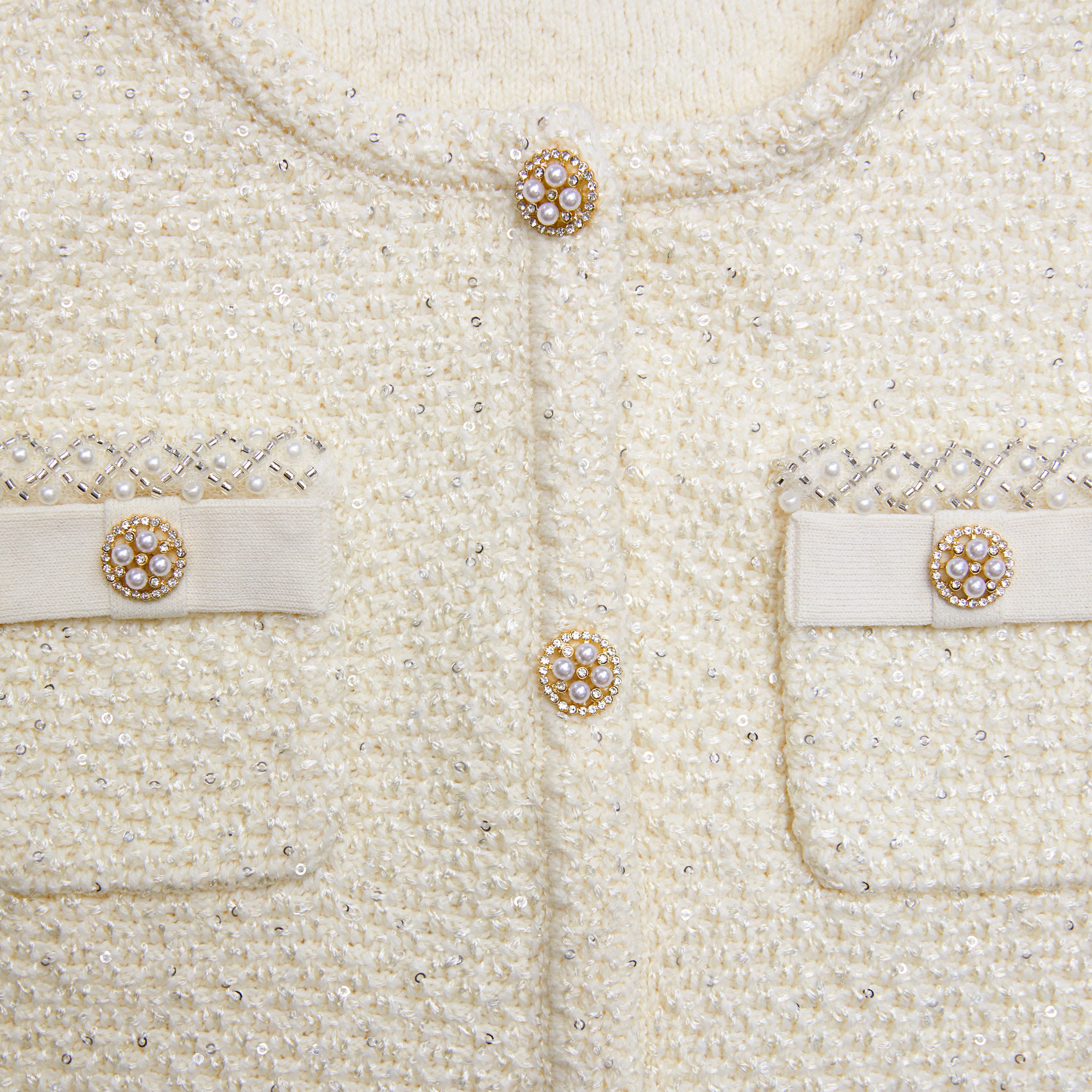 CREAM SEQUIN CARDIGAN