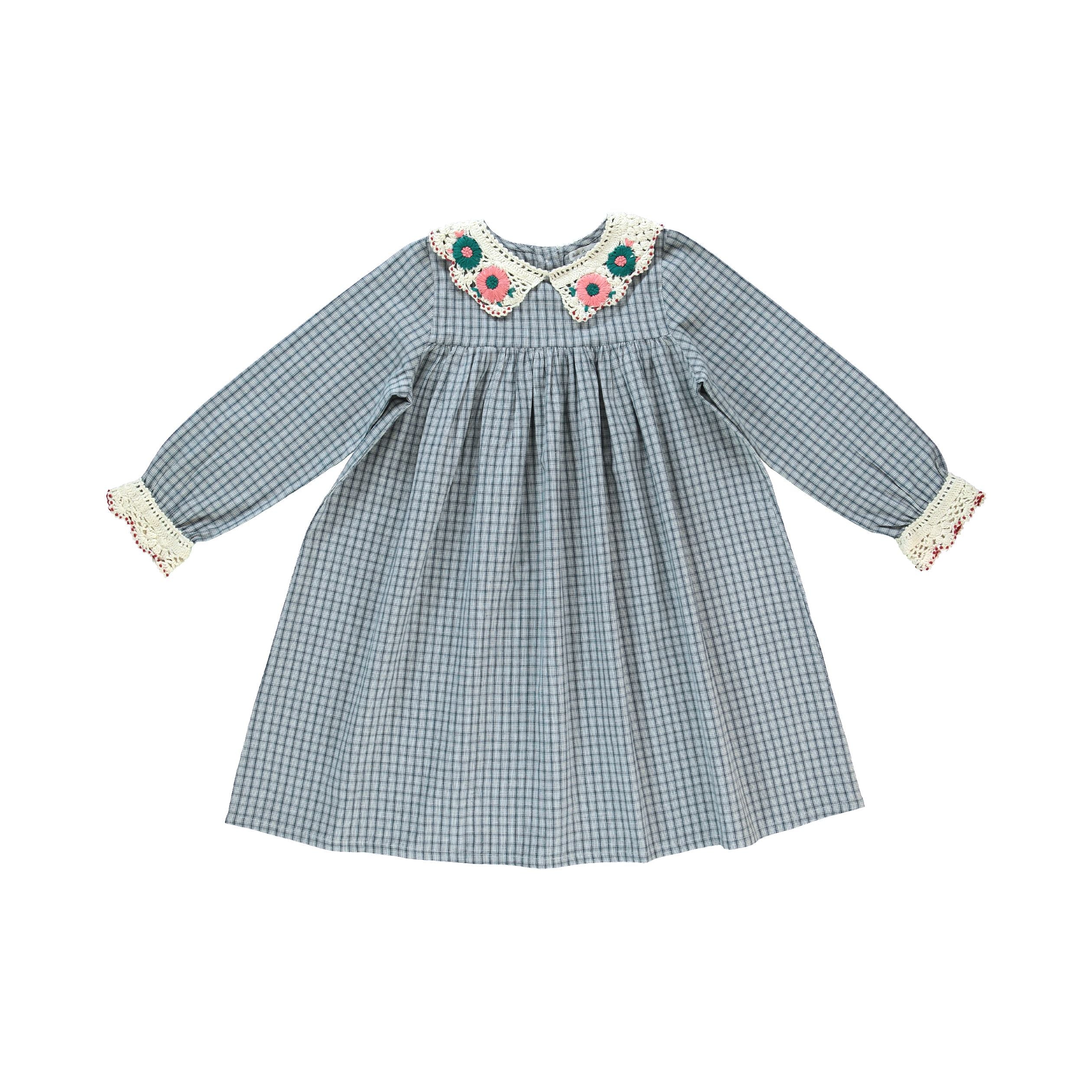Bebe Organic-Girls Rhea Dress Blue Check