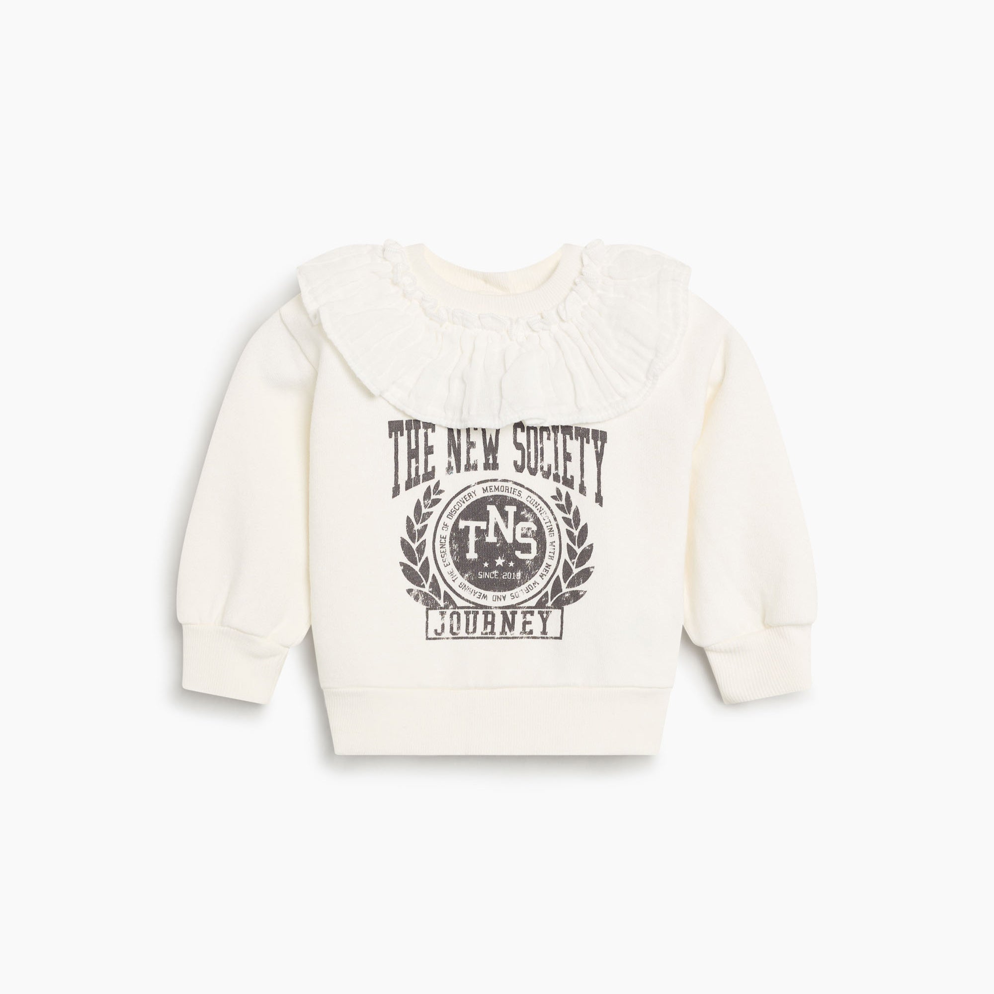 The New Society-Baby Girls Row Baby Sweatshirt Whisper White