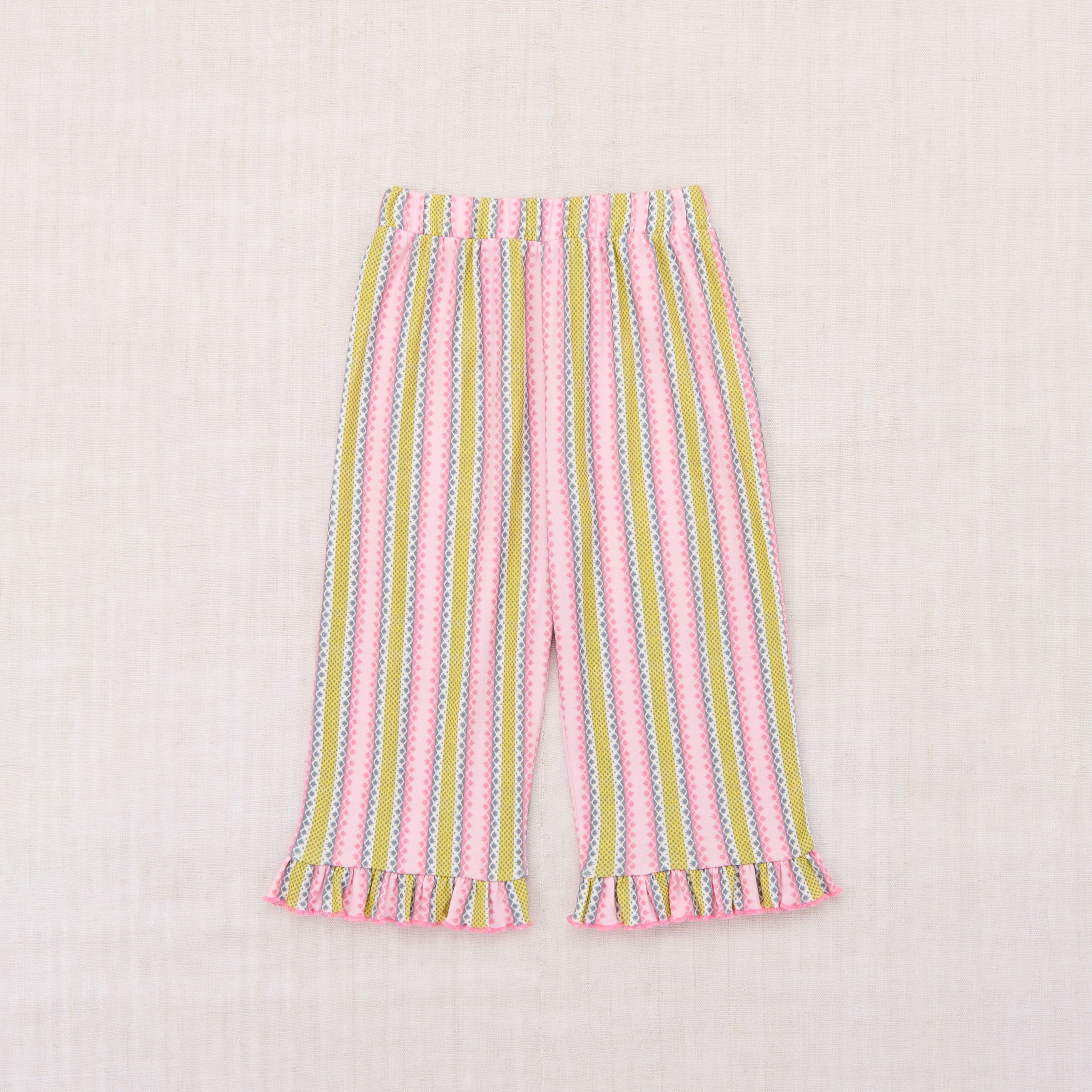ボトムス・スパッツ Misha & Puff Ruffle pedal pusher 5y Misha & Puff-Girls Ruffle Pedal Pusher Aura Vaquero Stripe