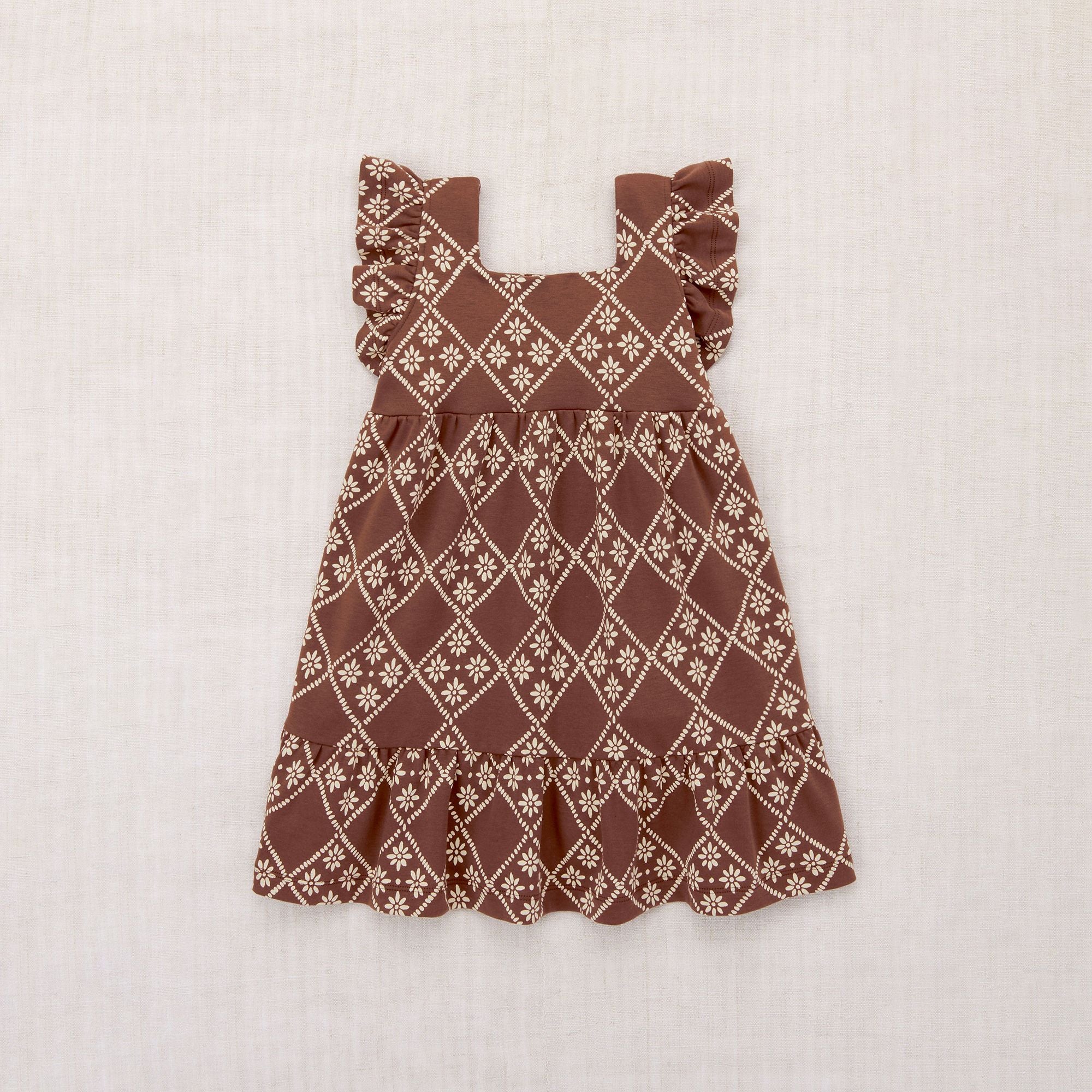 Misha & Puff-Girls Ruffle Sleeve Dress Cola Flora Tierra
