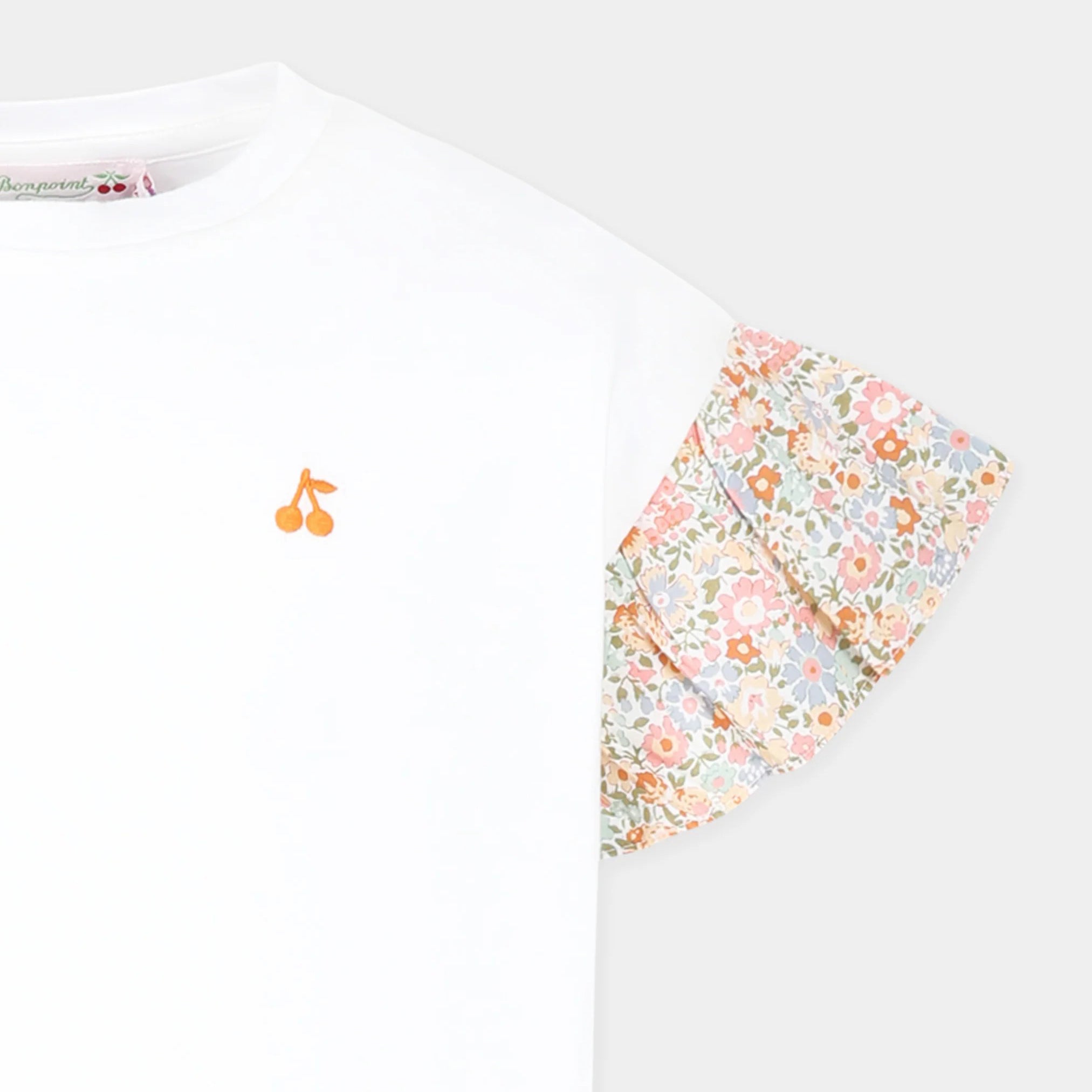 Bonpoint-WHITE T-SHIRT WITH CHERRY