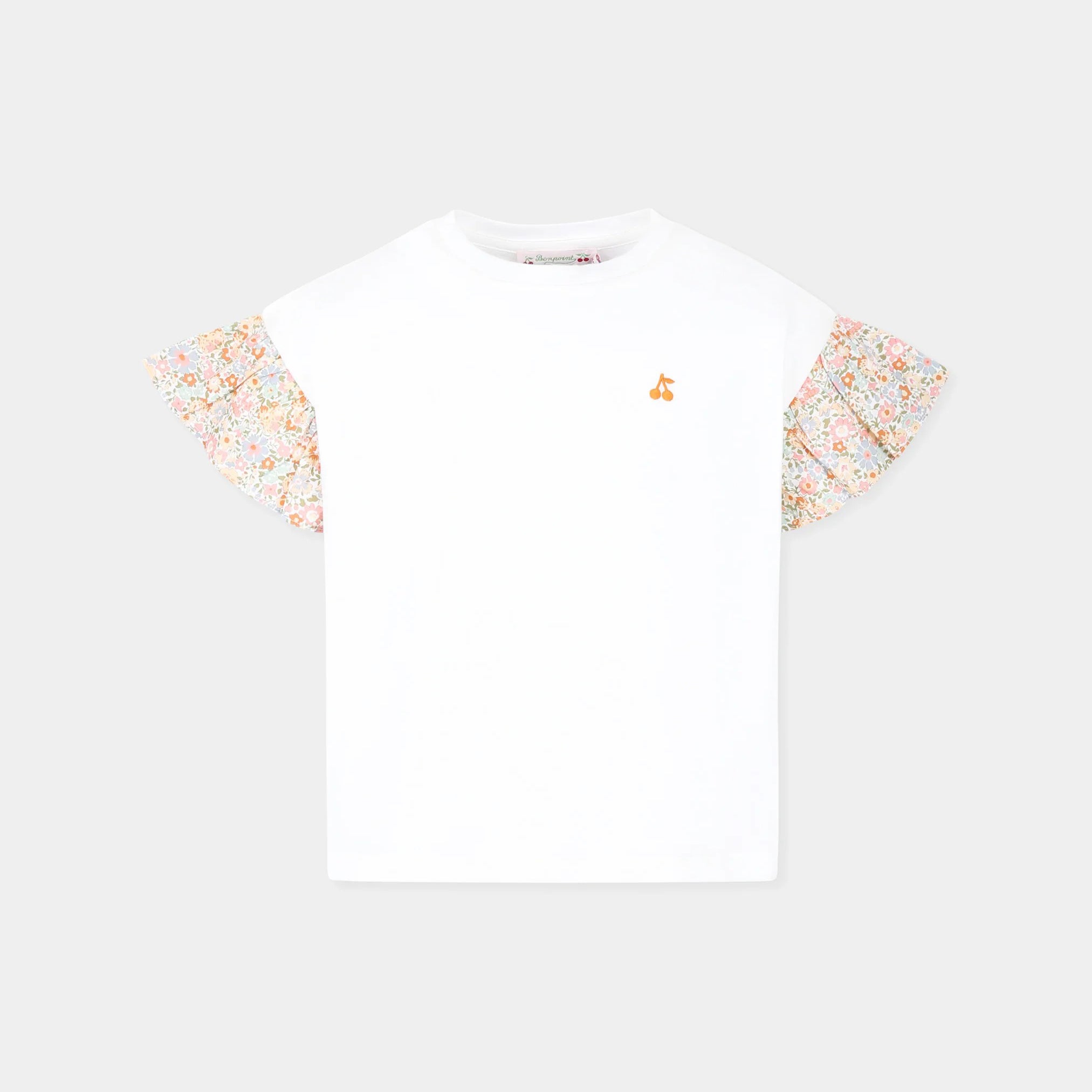 Bonpoint-WHITE T-SHIRT WITH CHERRY