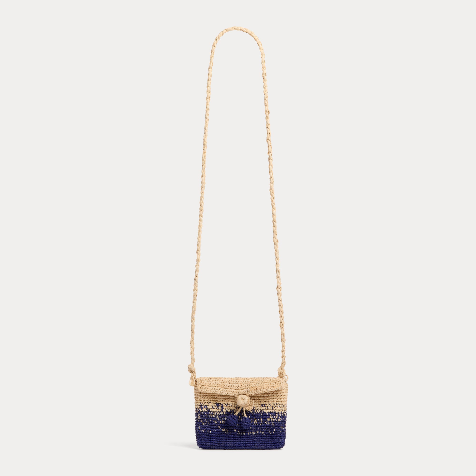 Bonpoint-Handmade Raffia Gouter Shoulder Bag Marine(3.5 x 2.5 x 10 cm)