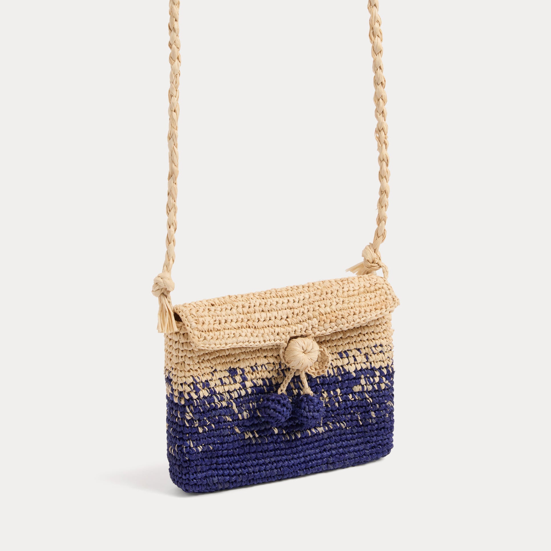 Bonpoint-Handmade Raffia Gouter Shoulder Bag Marine(3.5 x 2.5 x 10 cm)