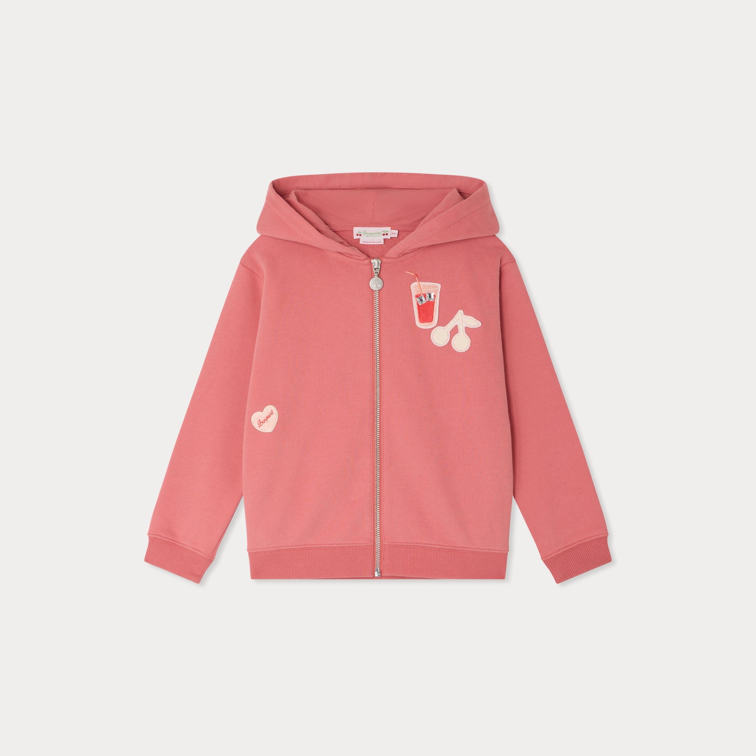 Bonpoint-Talent cherry embroidered hoodie in organic cotton