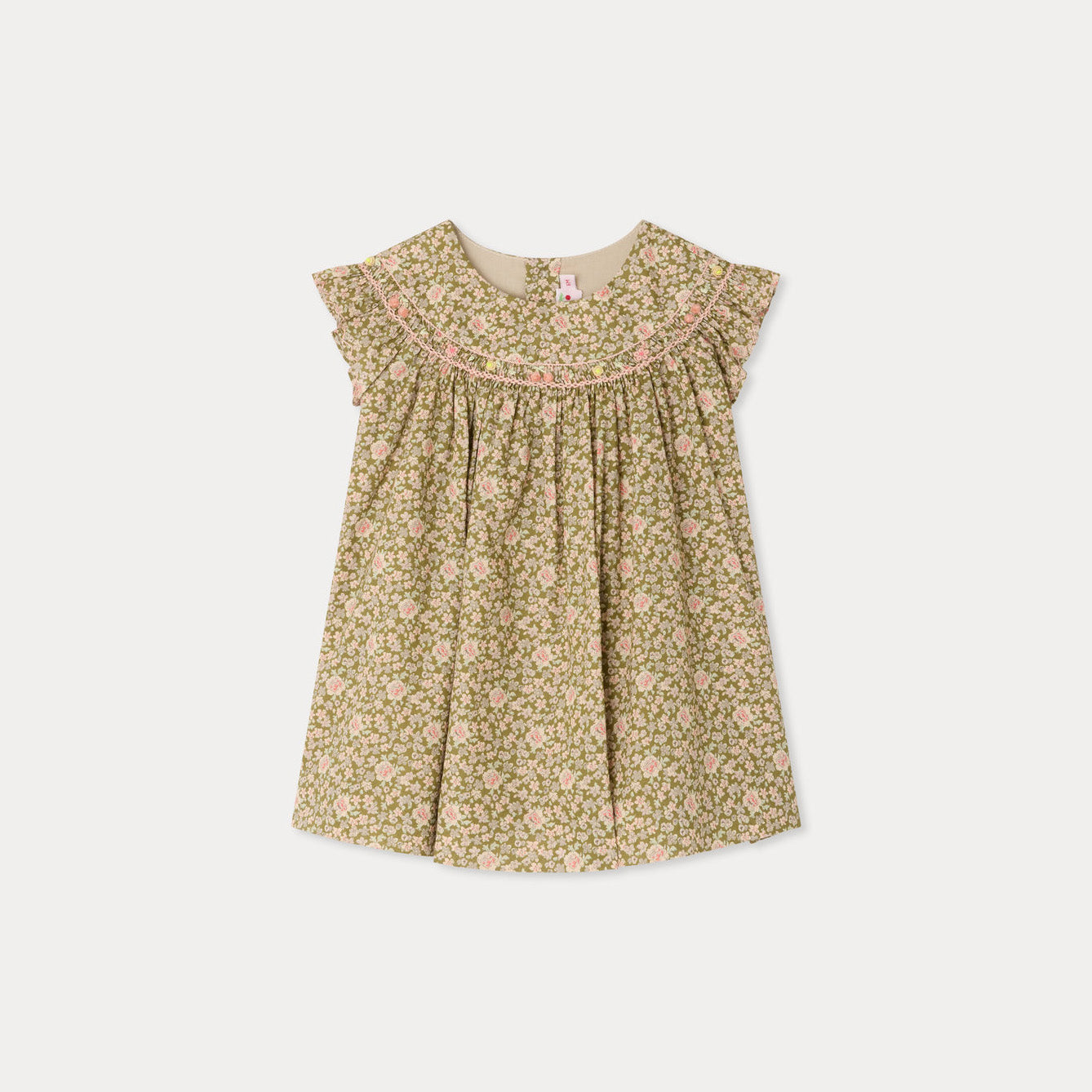 Bonpoint-Robe Amantine Fleurs Tilleul