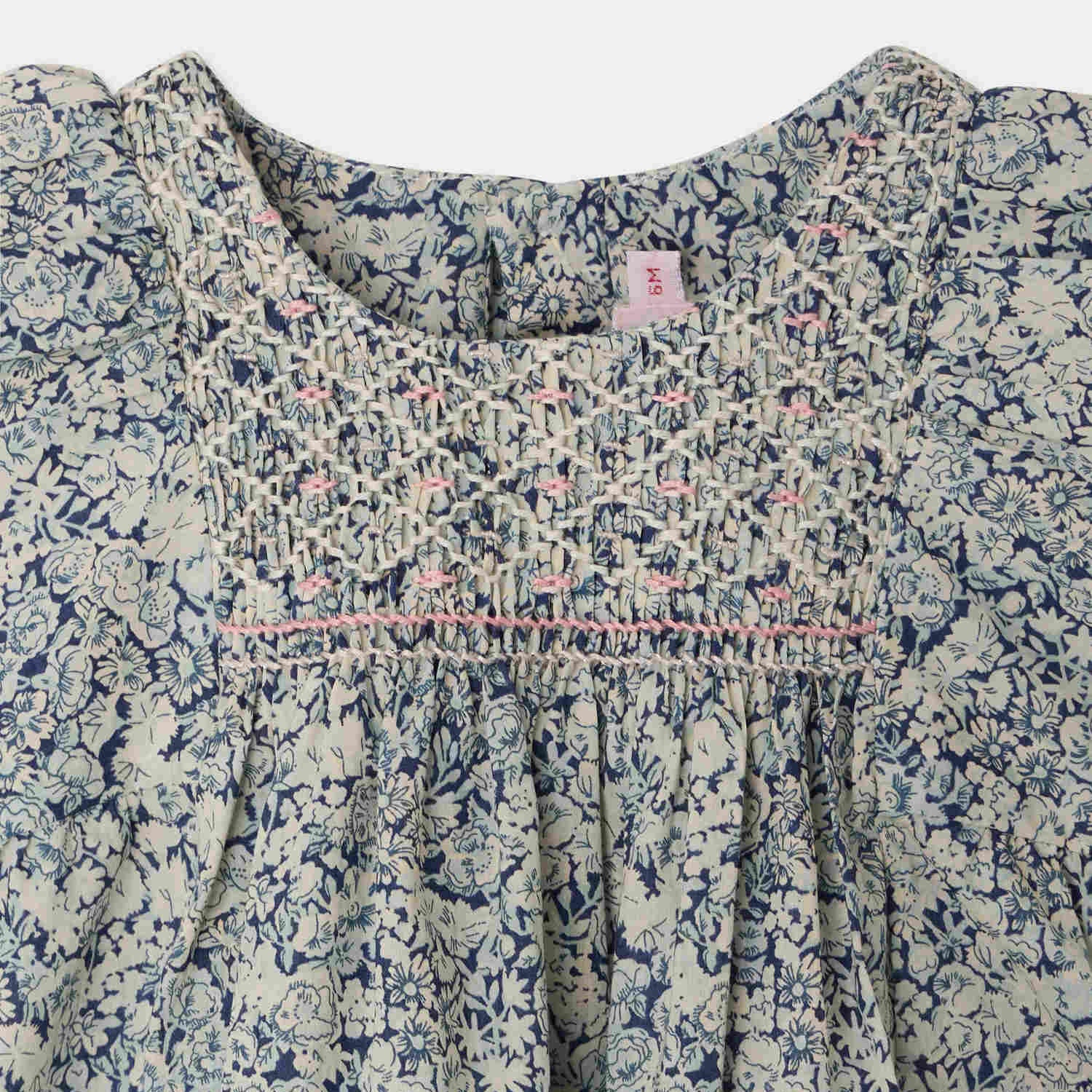 Bonpoint-Robe Cadelili Fl Bleu De Prusse