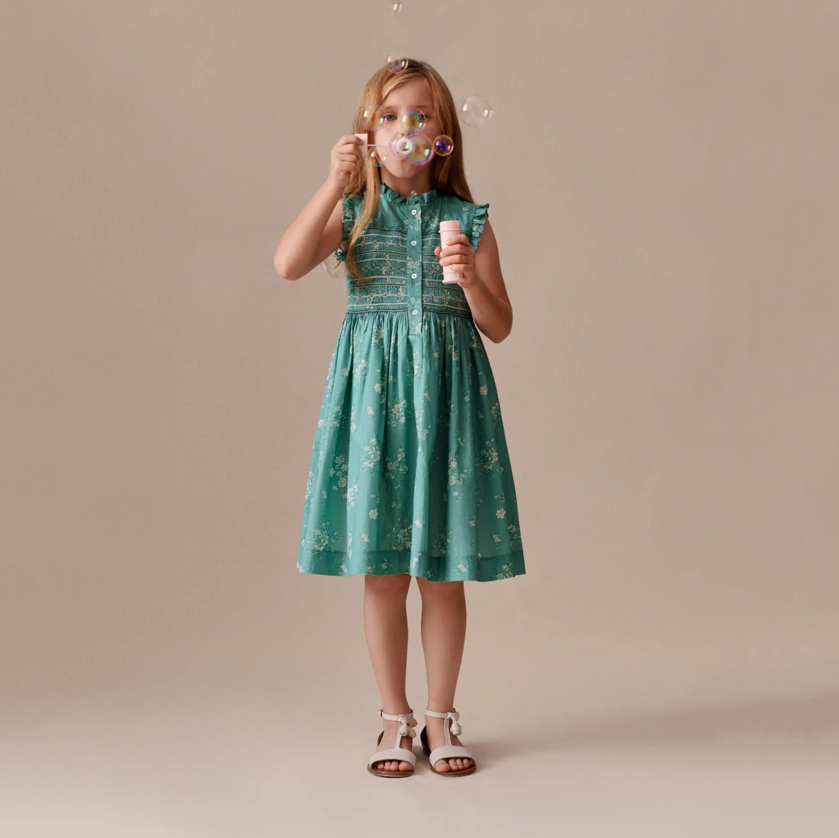 Bonpoint-Robe Fabiola Fl Emeraude