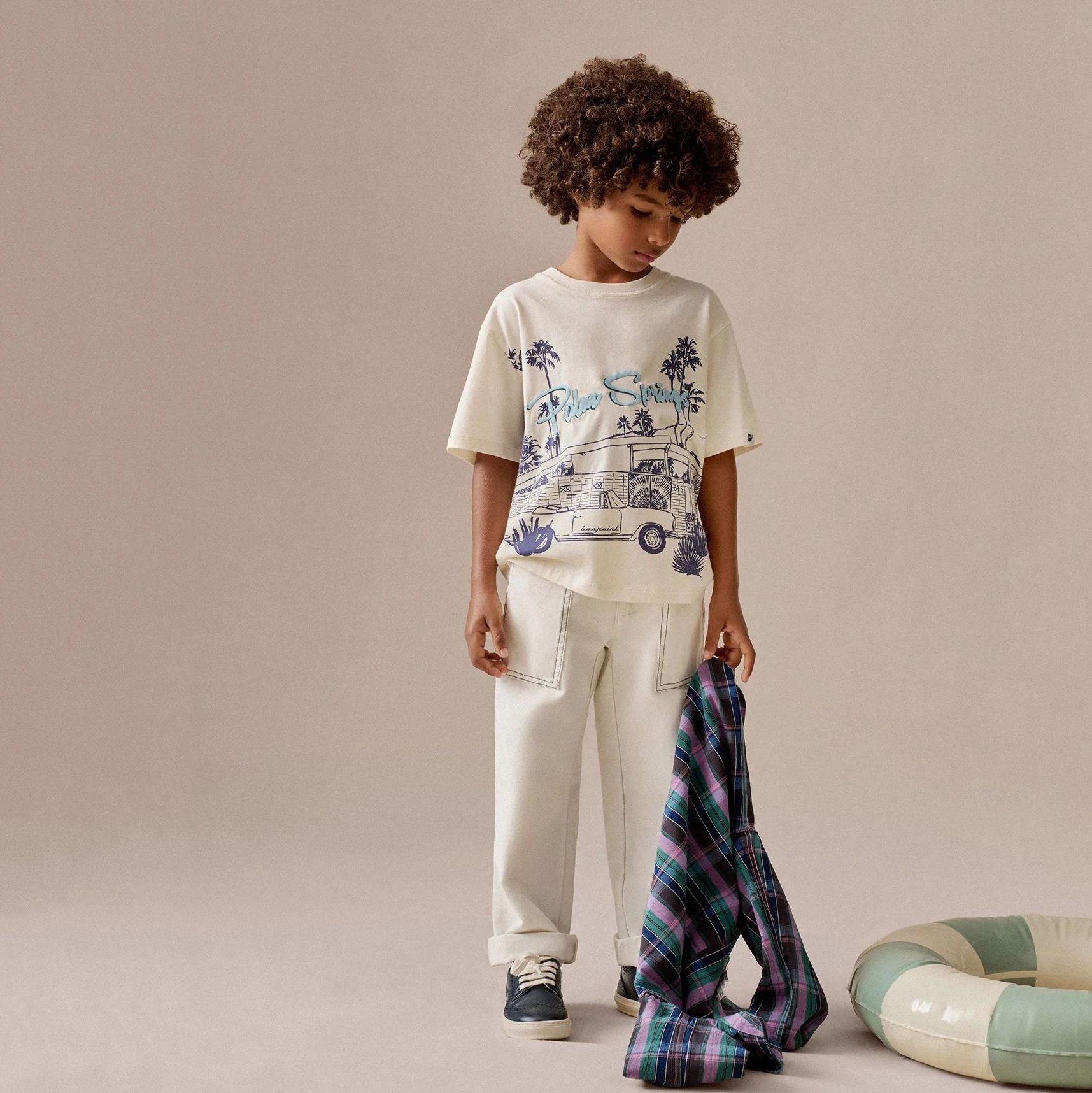 Bonpoint-Eidan Palm Springs Printed T-shirt Ivory