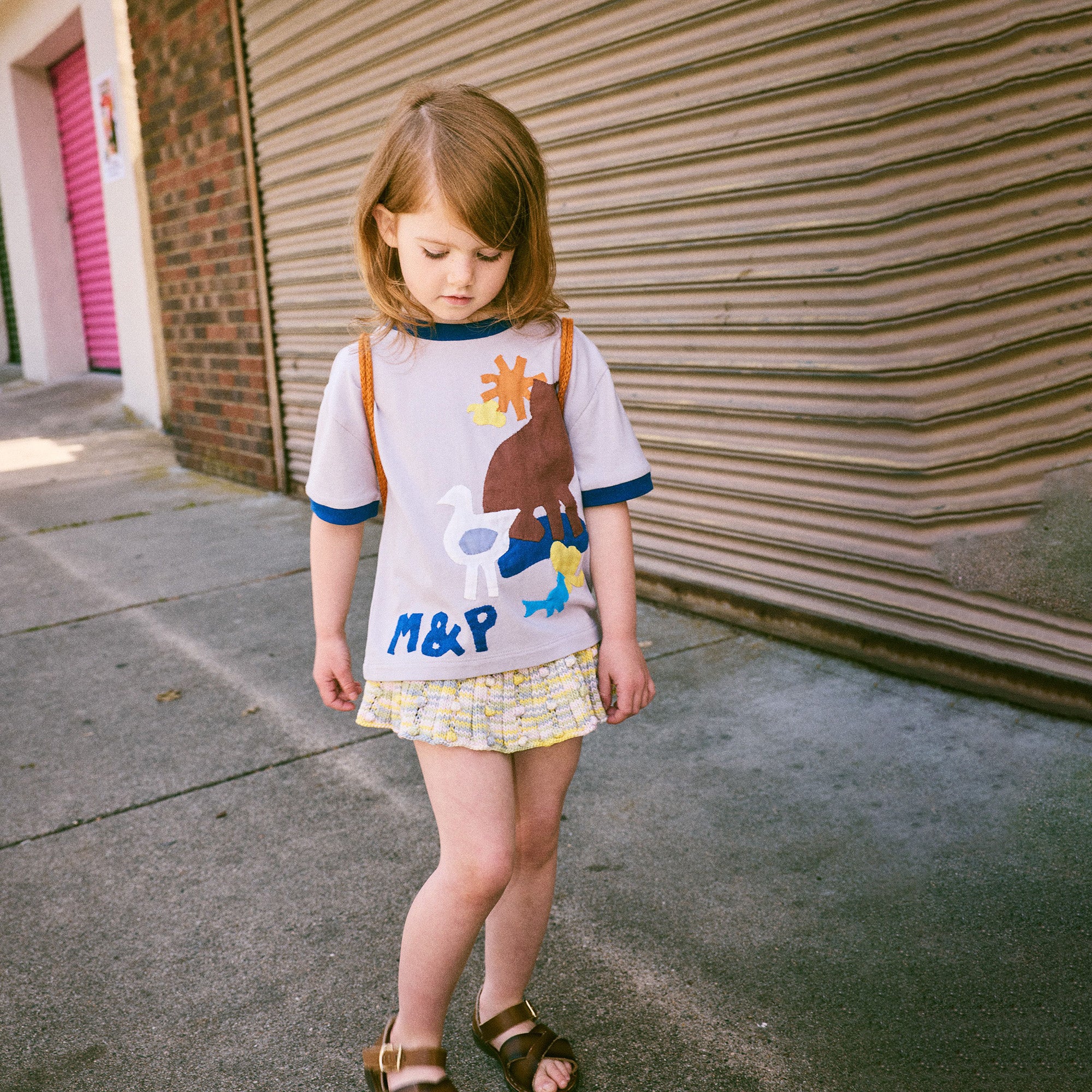 Misha & Puff-Kids Farm Applique Tee Mist