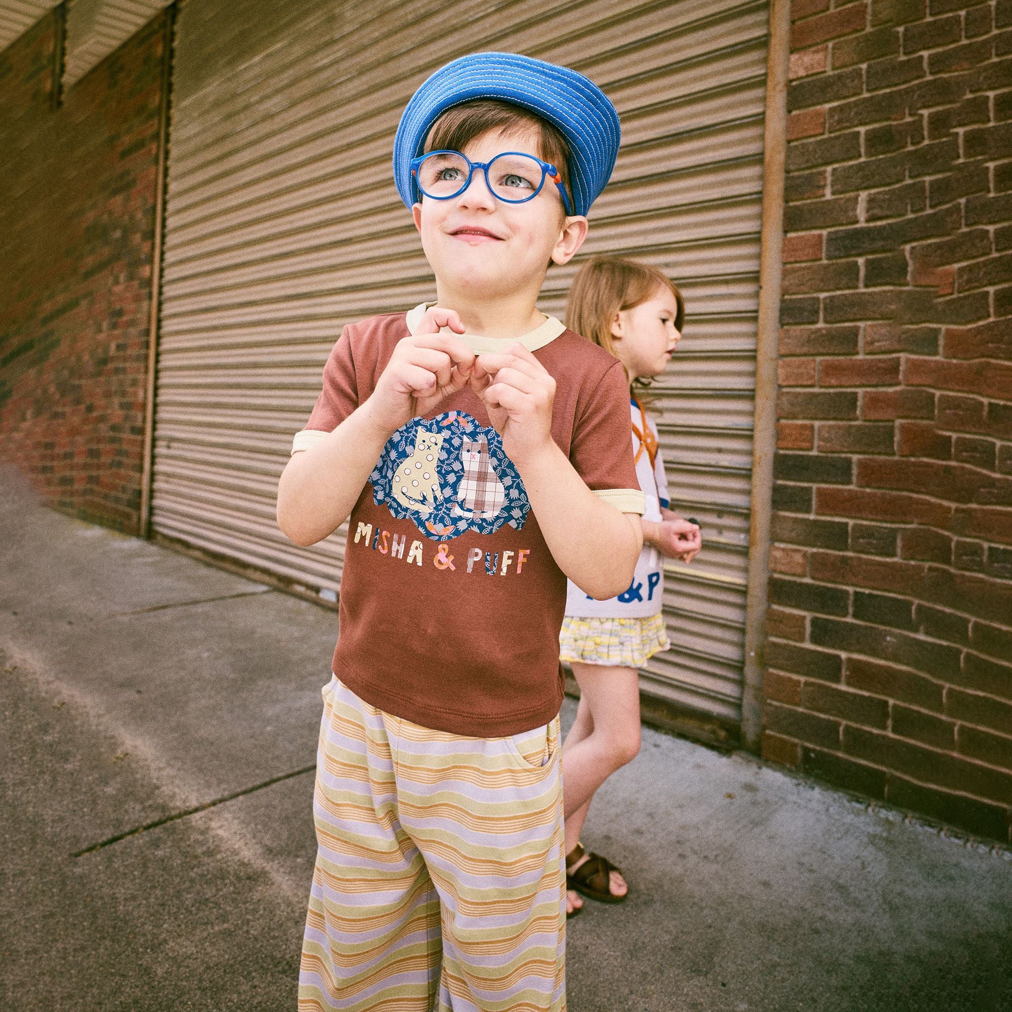 Misha & Puff-Barn Cats Collage Ringer Tee Cola