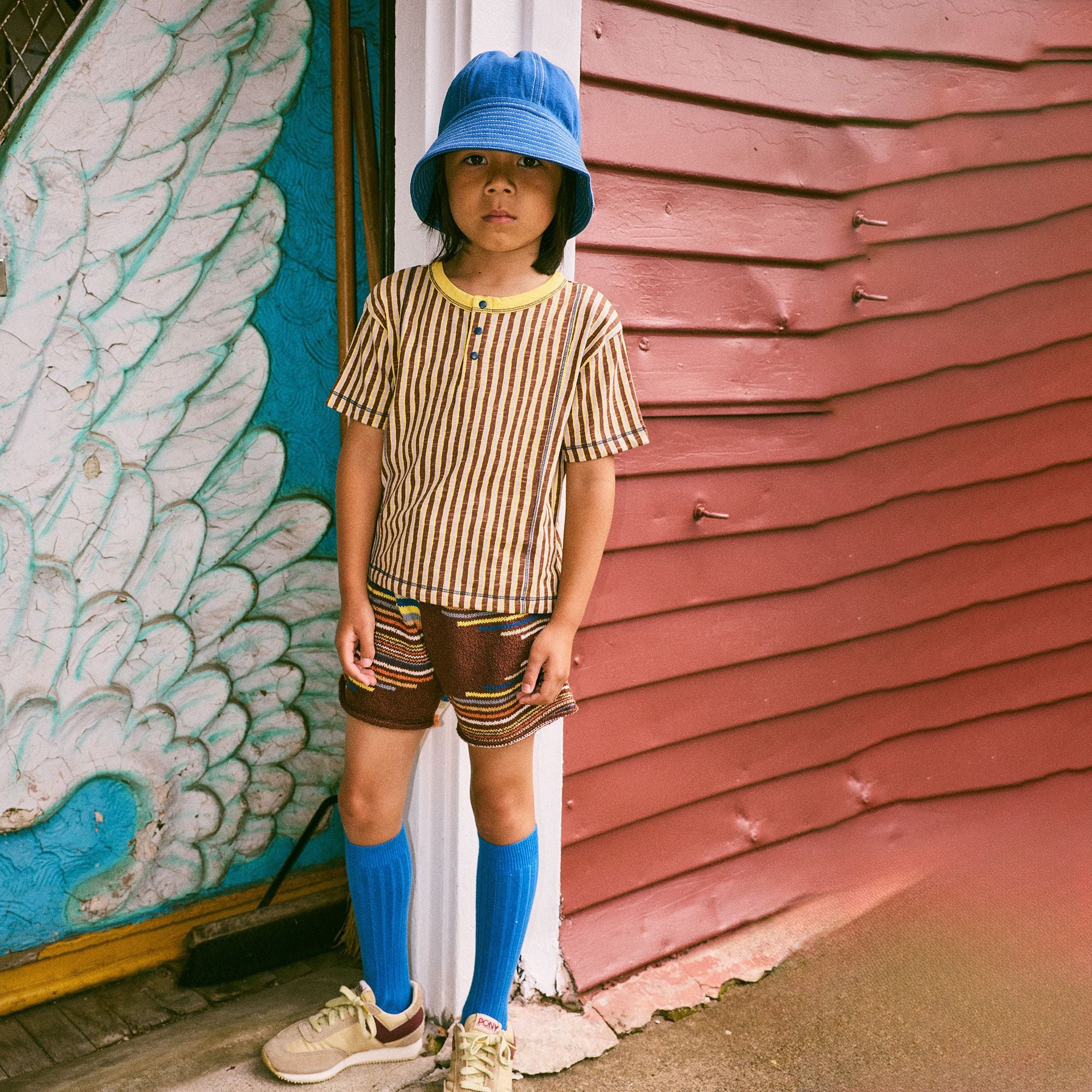 Misha & Puff-Kids Nigel Tee Cola Painterly Stripe