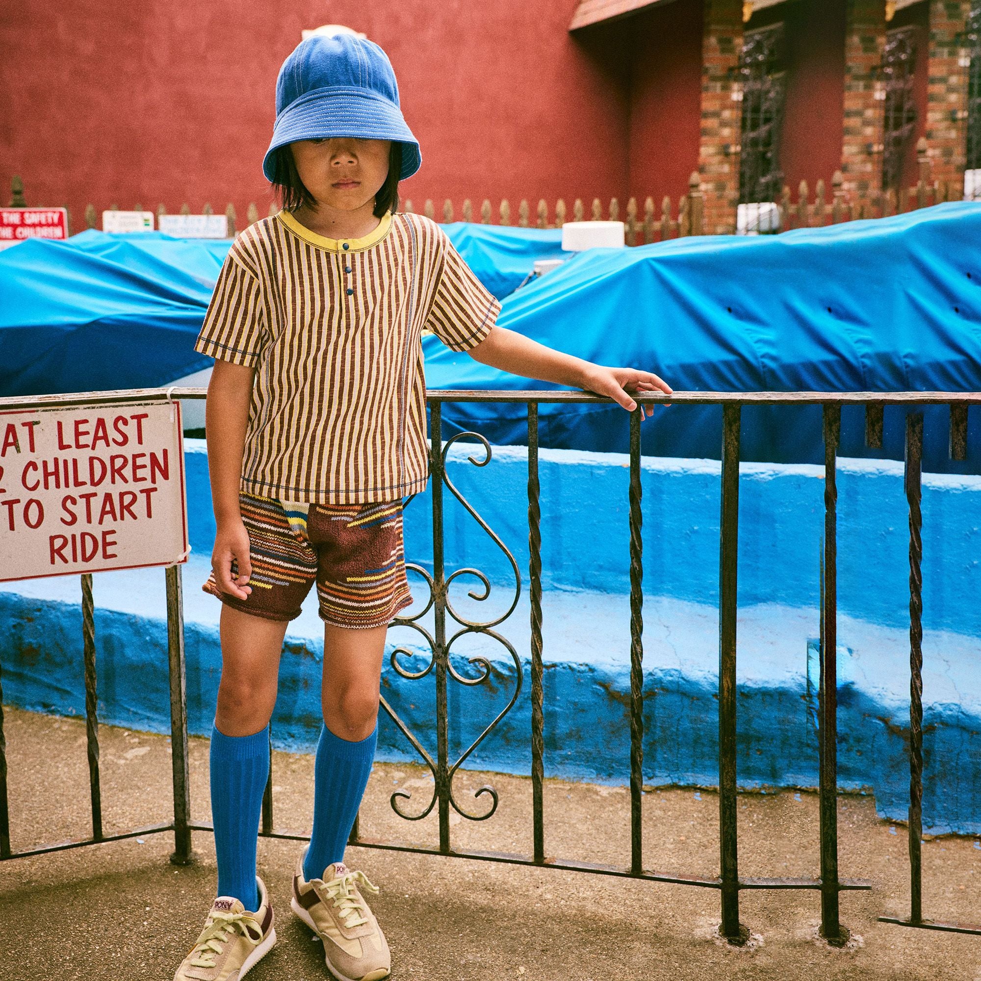 Misha & Puff-Kids Nigel Tee Cola Painterly Stripe